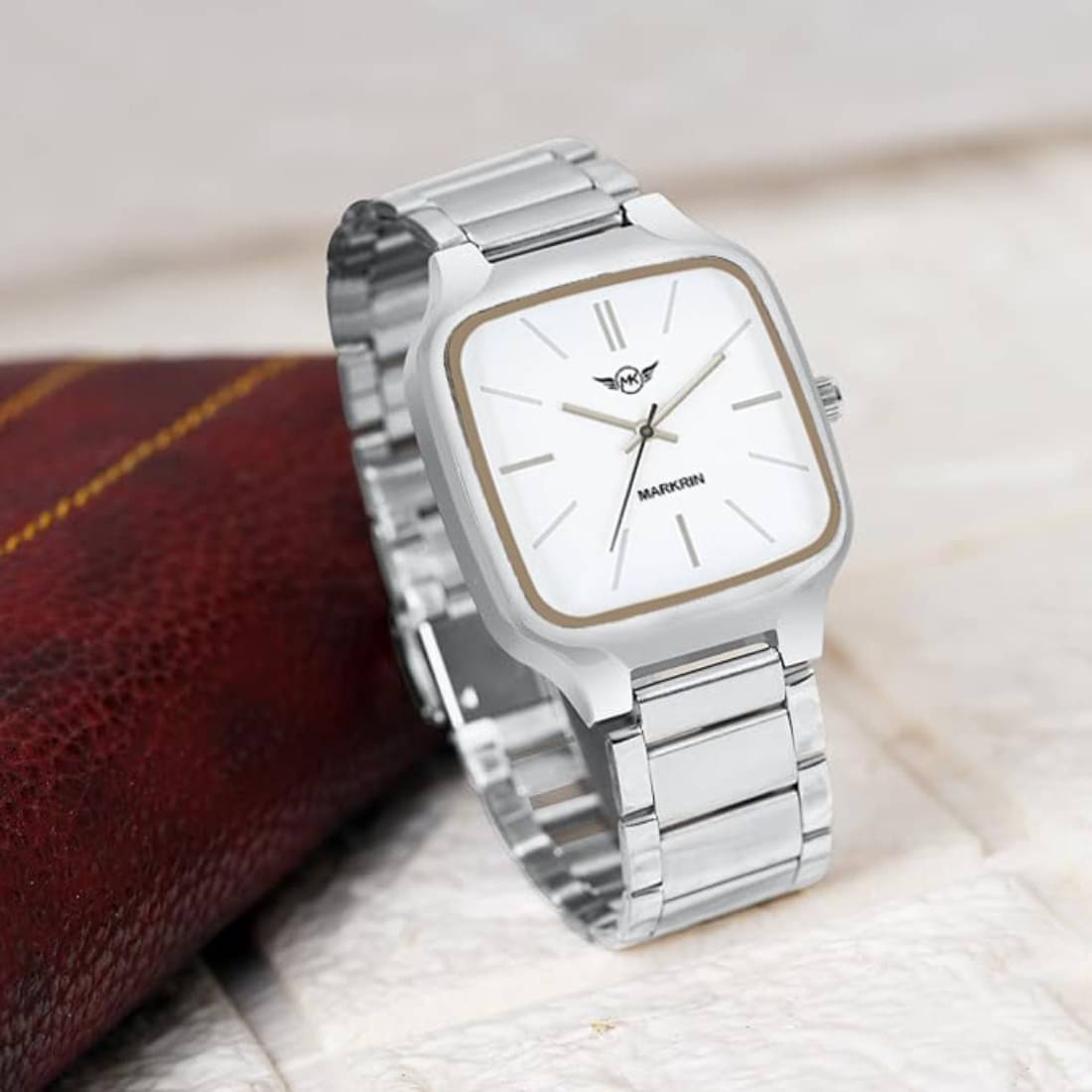     			MARKRIN White Stainless Steel Analog Men's Watch