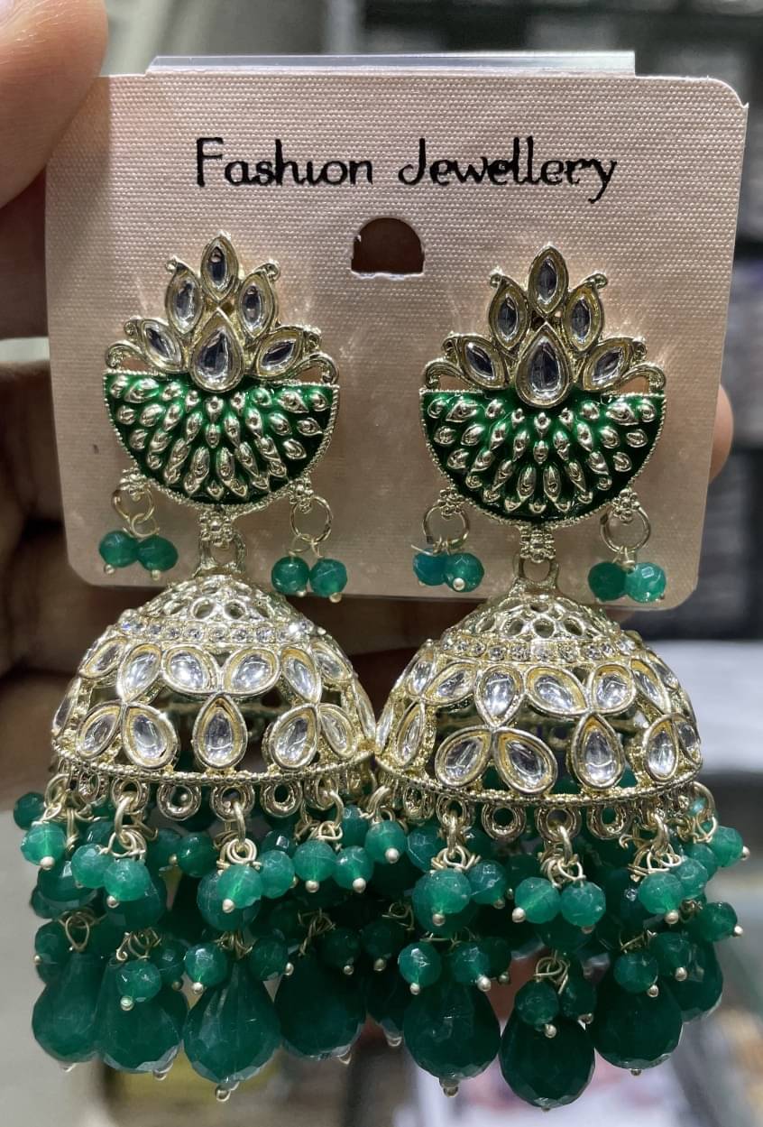     			Padmavati Bangles Green Jhumki Earrings ( Pack of 1 )