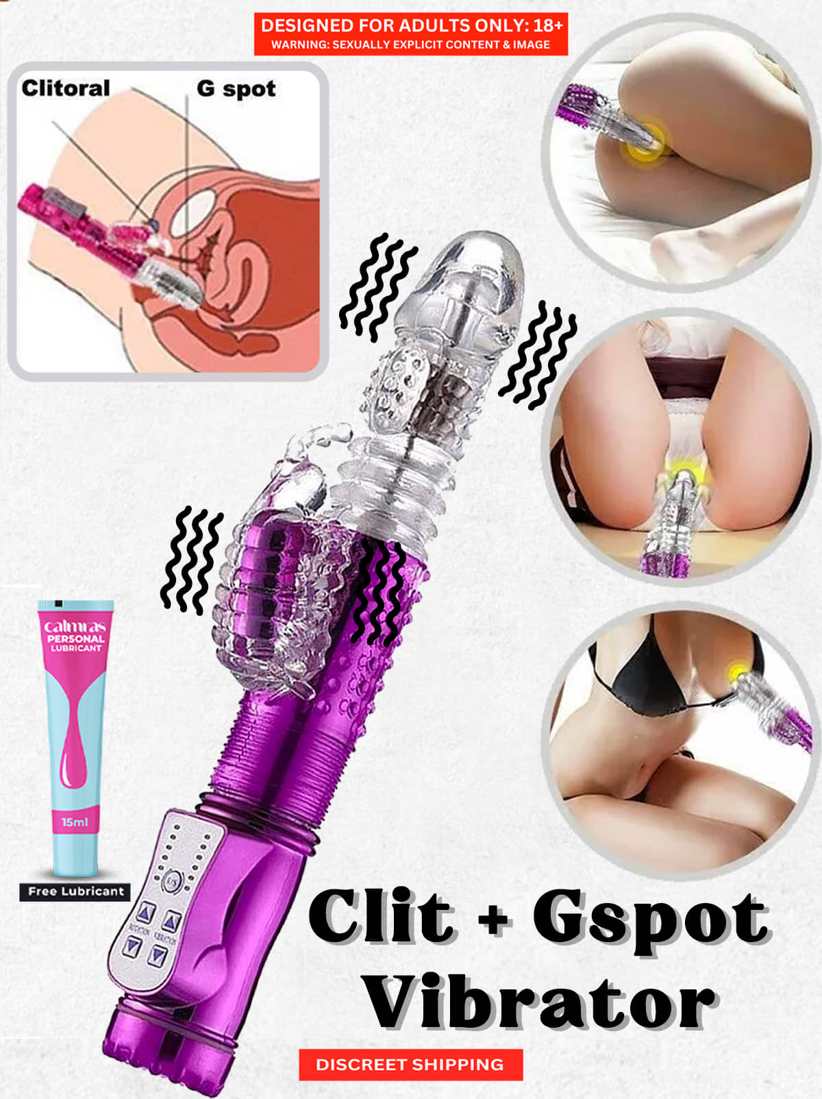Premium Silicon Skin Safe Thrusting Dildo With USB Charging + Free Lubricant