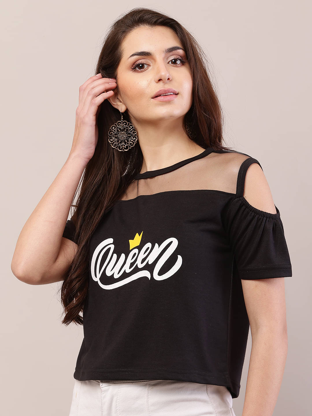     			RAABTA FASHIION Women's Viscose Regular Top ( Black )