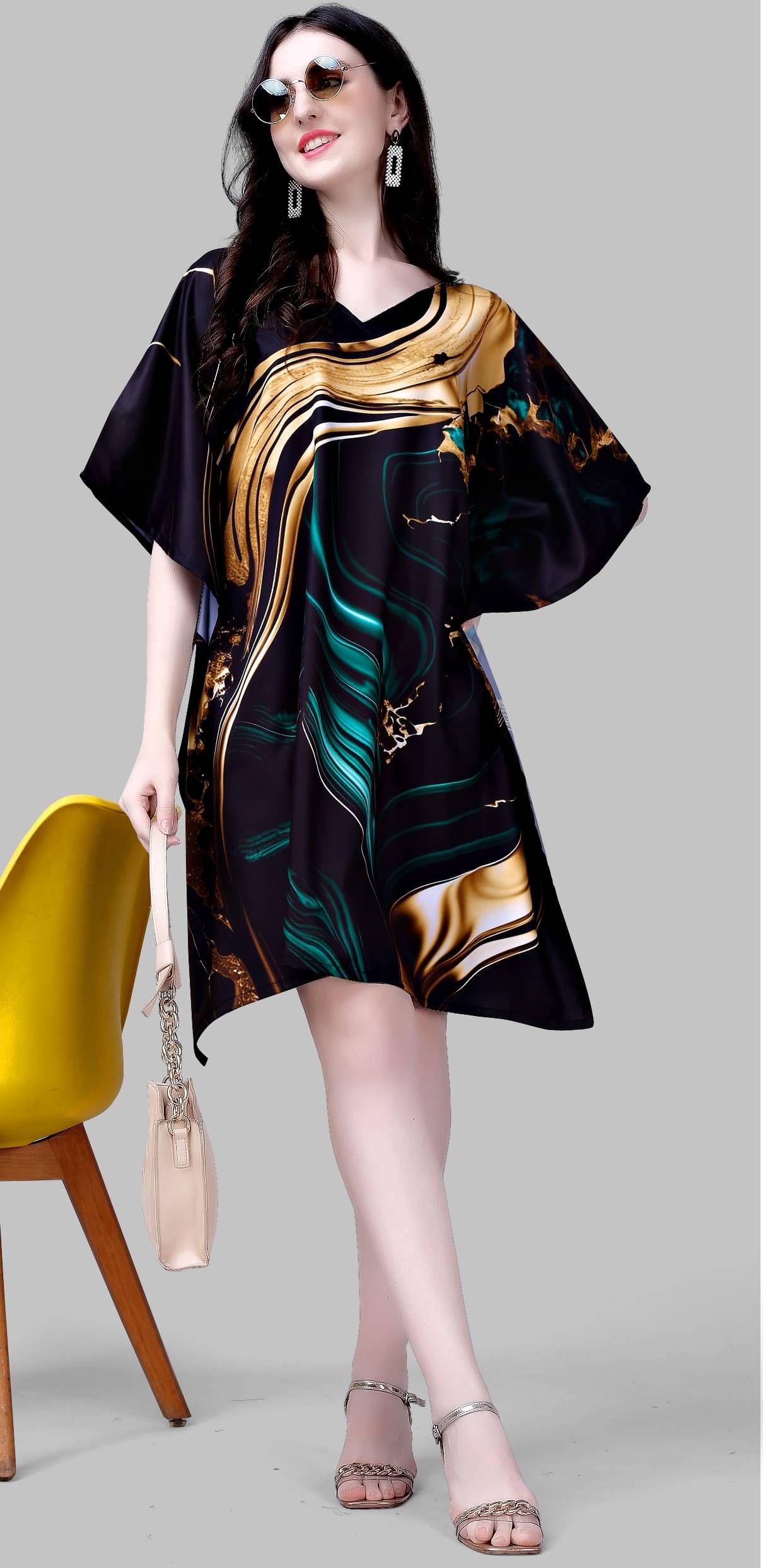     			SILK SUTRA Women's Rayon Kaftan ( Multi Color )
