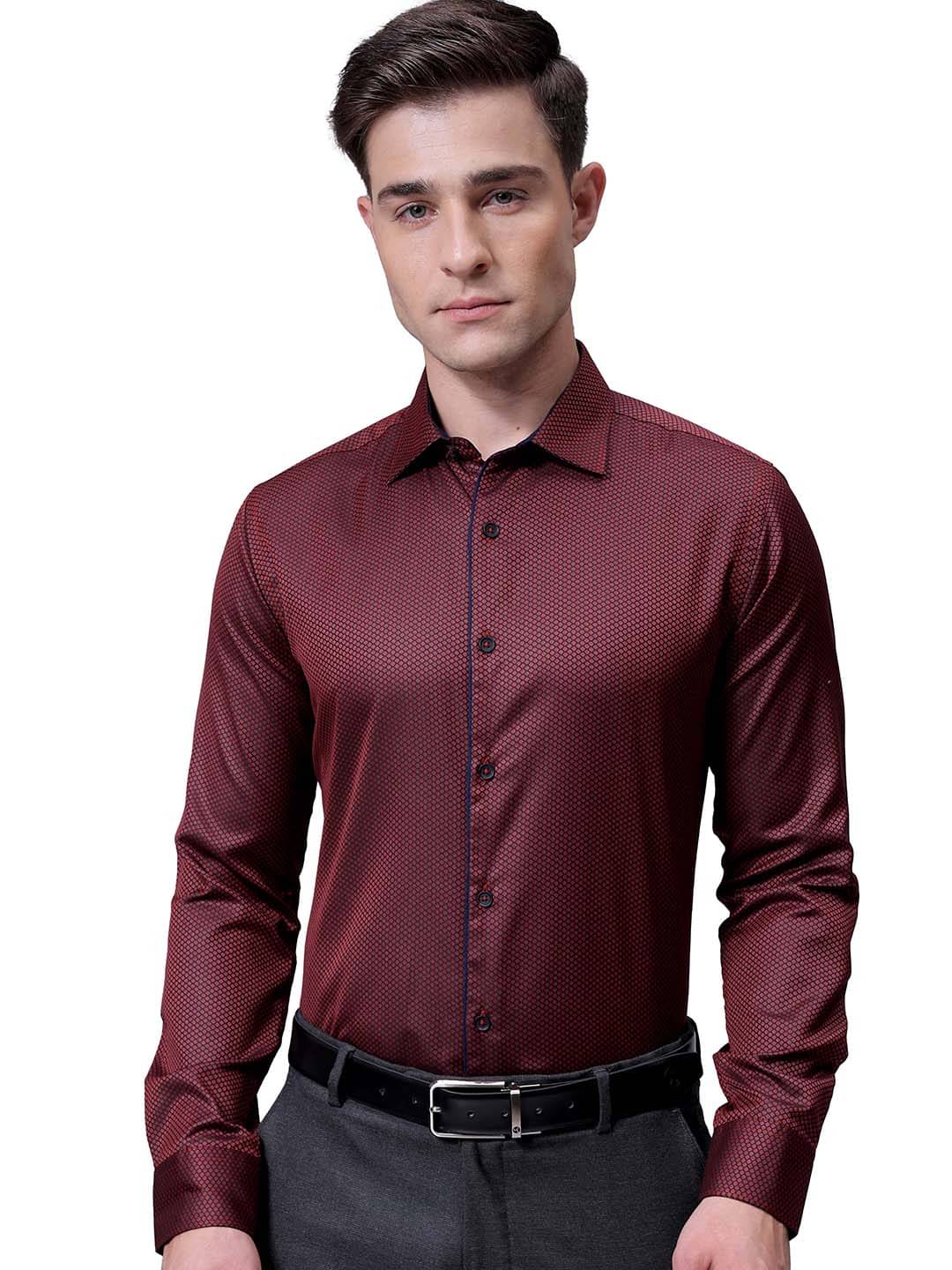     			The Indian Garage Co. Poly Cotton Slim Fit Full Sleeves Men's Formal Shirt - Maroon ( Pack of 1 )