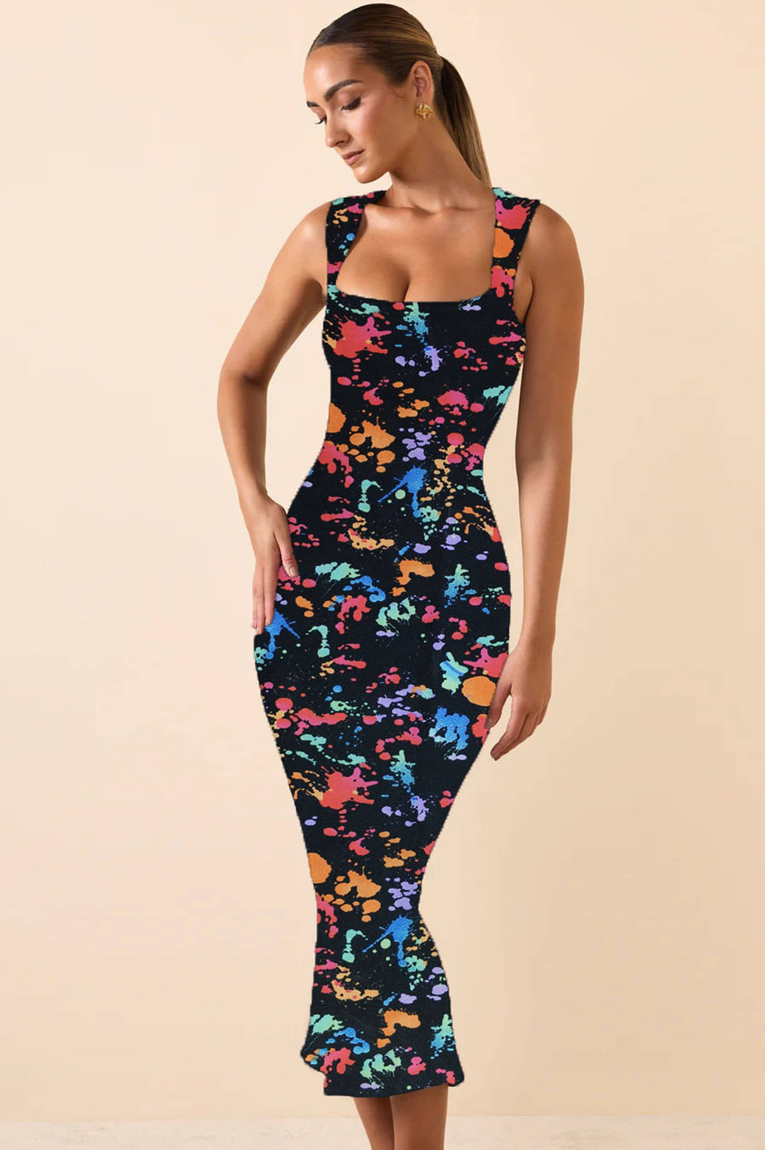     			Traquila Women Lycra Solid Bodycon Dress ( Multicolor )