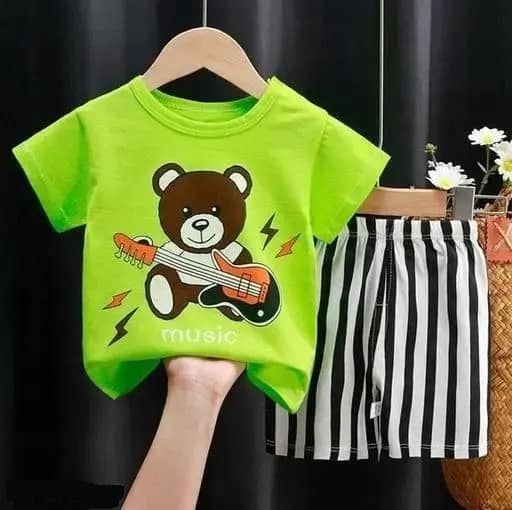 VELION Pack of 1 Baby Boys Cotton Blend T-Shirt & Pants Set ( Green )