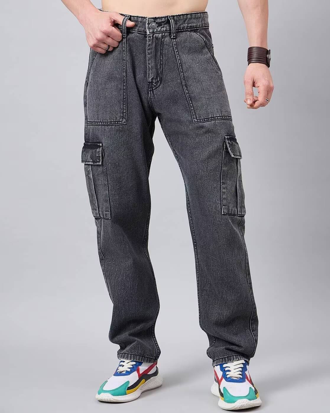     			WOOMNY Acid Wash Men's Jeans - Grey ( Pack of 1 )