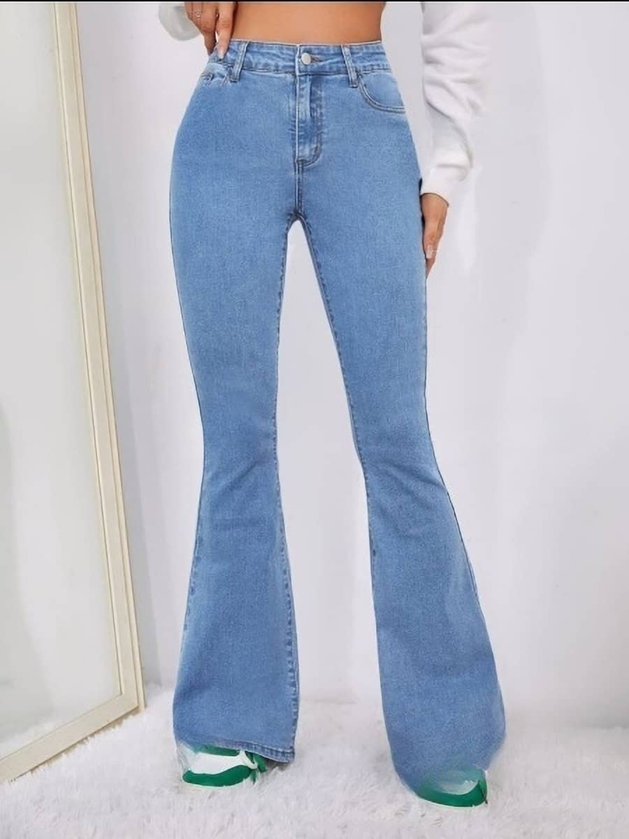 WOOMNY - Blue Denim Bootcut Women's Jeans ( Pack of 1 ) - Jeans | Buy online on ZillyBuy