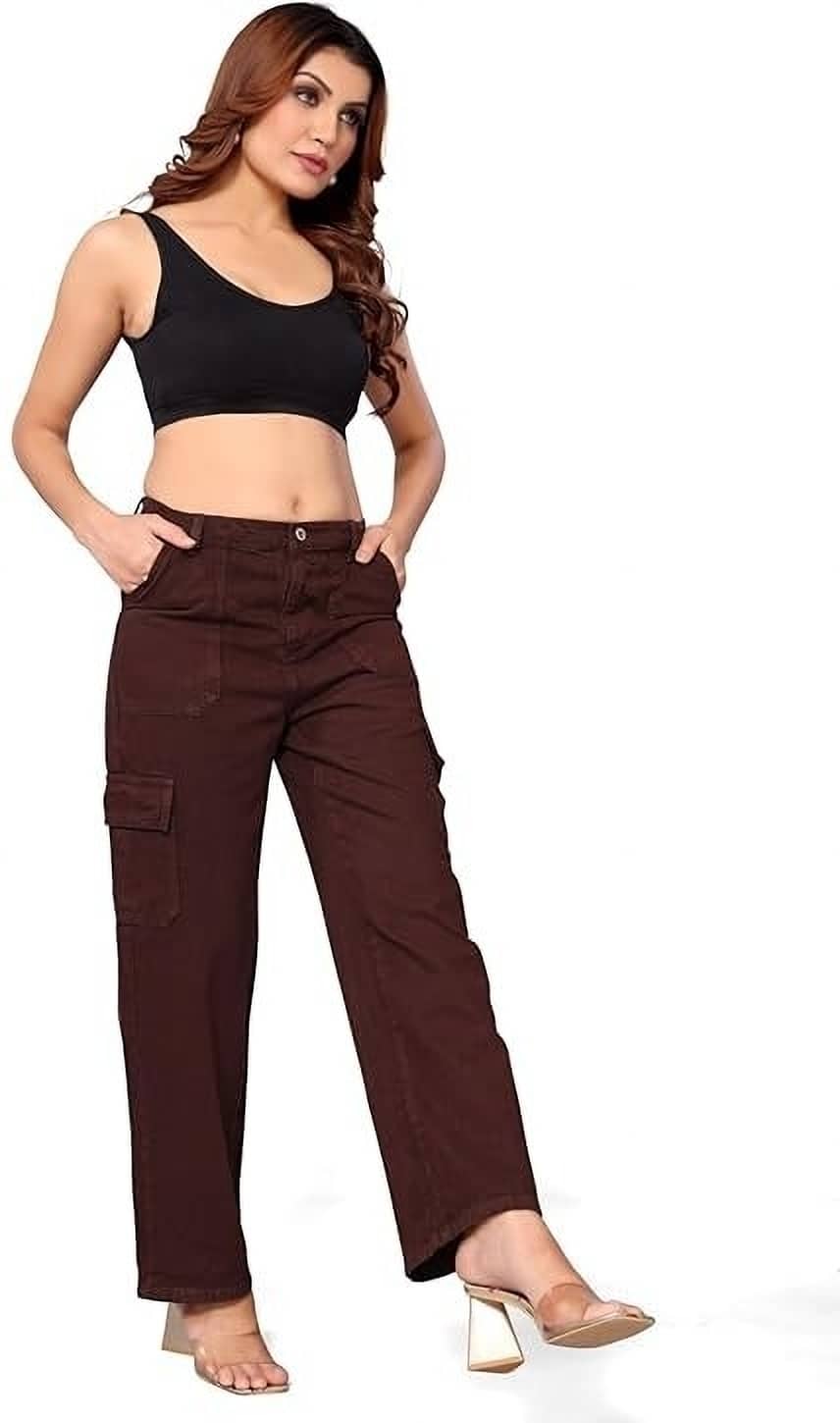 WOOMNY - Brown Denim Mom Fit Women's Jeans ( Pack of 1 ) - Jeans | Buy online on ZillyBuy