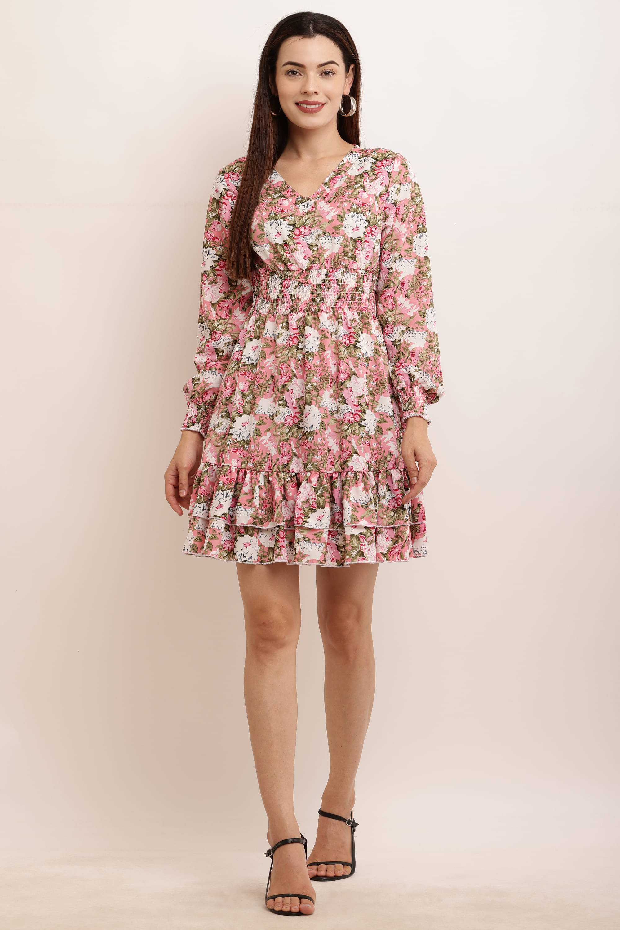     			angad tewatia Women Crepe Printed Fit & Flare Dress ( Pink )
