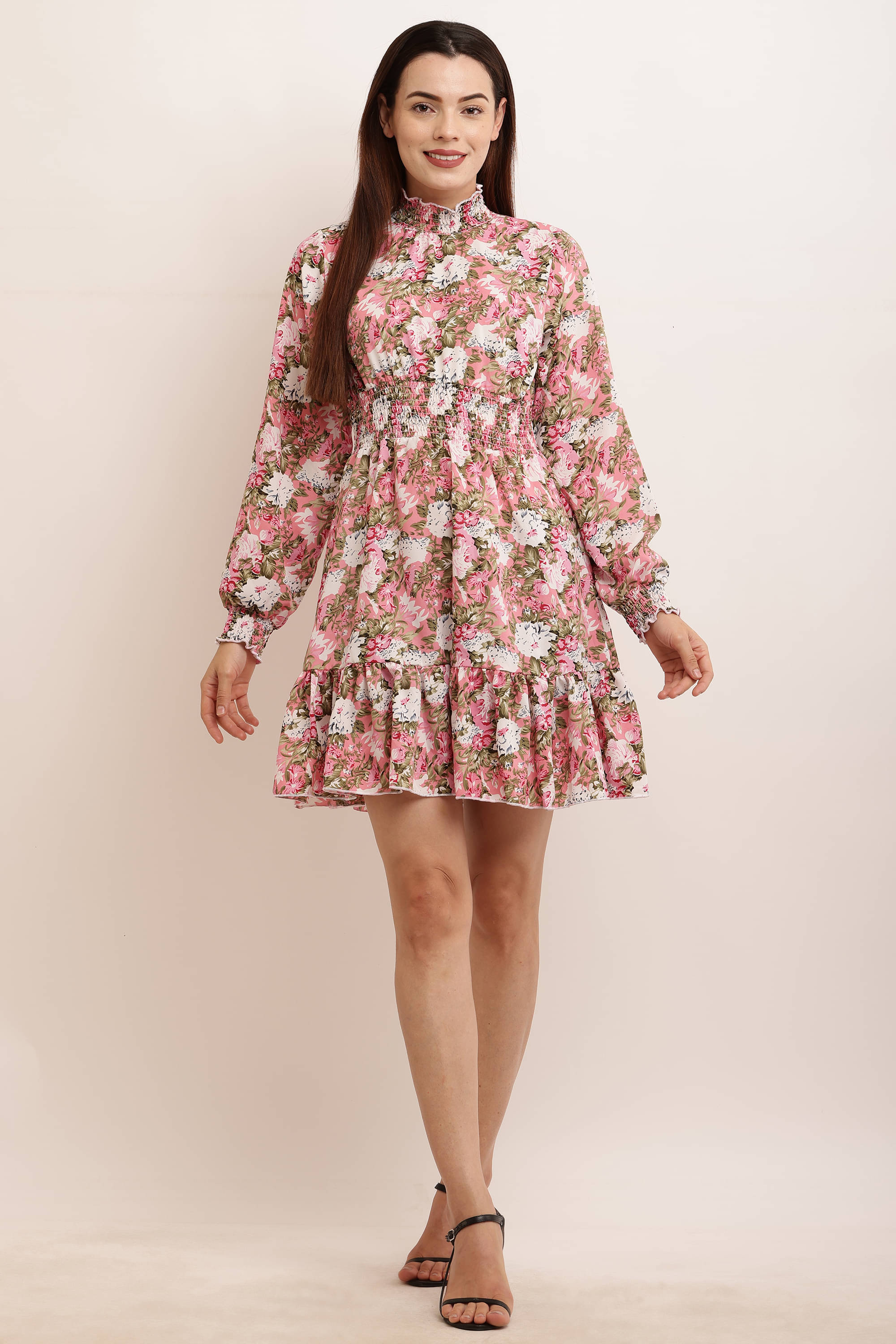     			angad tewatia Women Crepe Printed Fit & Flare Dress ( Pink )