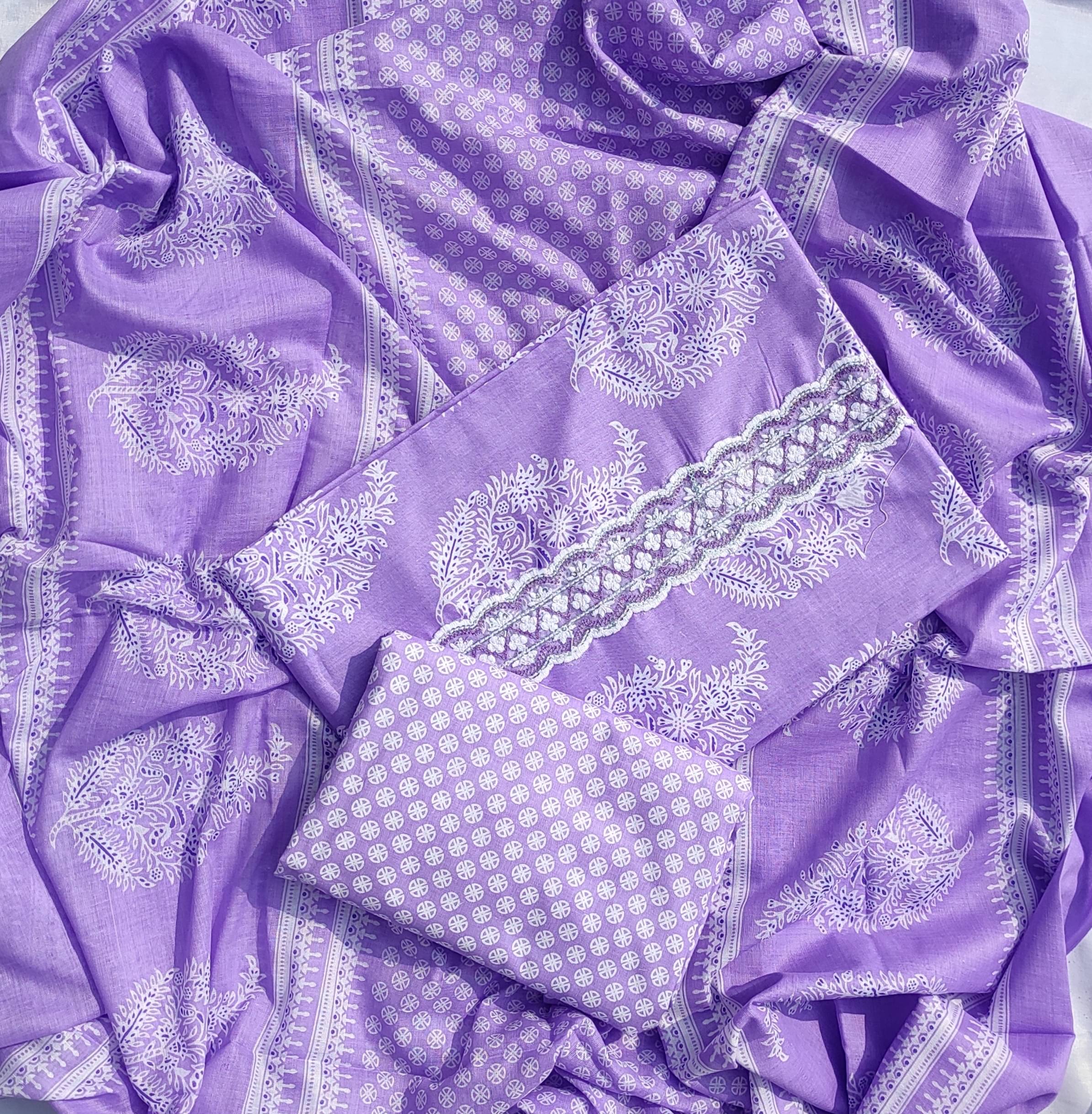ABODH COLOURS Unstitched Cotton Printed Dress Material - Purple ( Pack of 1 ) ABODH COLOURS Unstitched Cotton Printed Dress Material - Purple ( Pack of 1 )