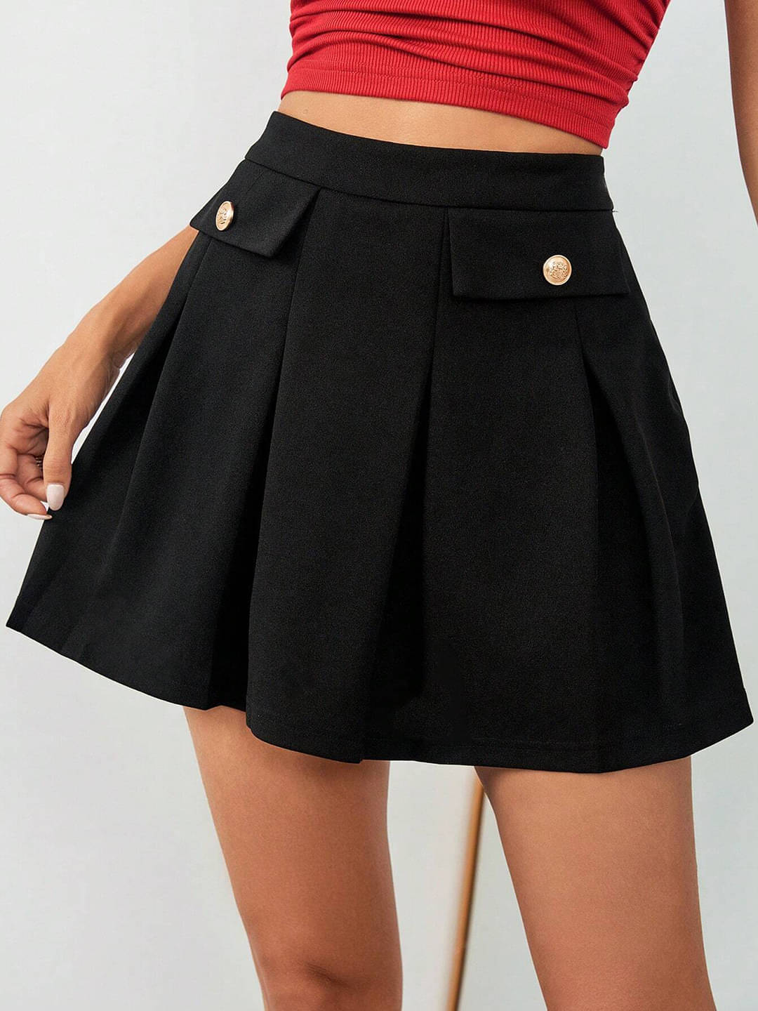 Addyvero Black Polyester Women's Flared Skirt ( Pack of 1 ) Addyvero Black Polyester Women's Flared Skirt ( Pack of 1 )