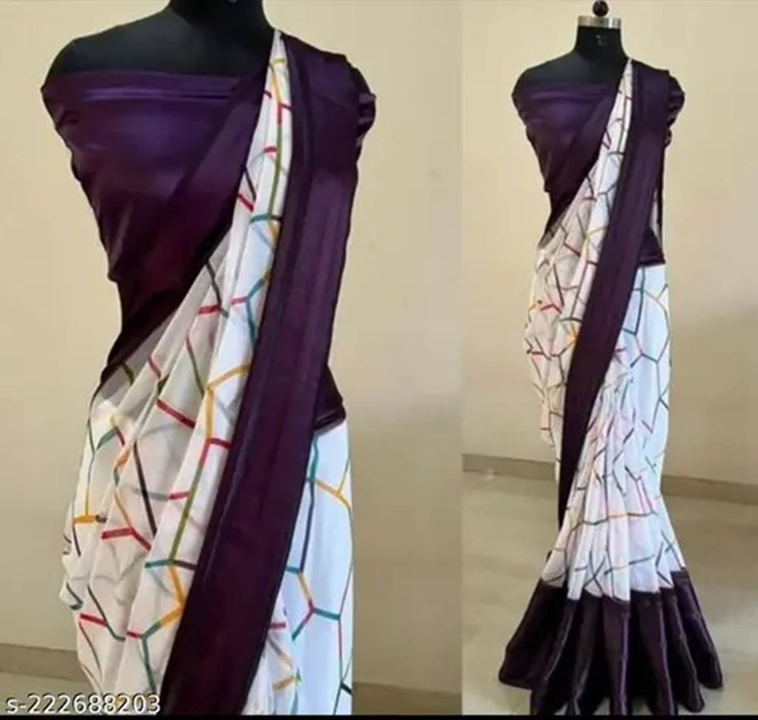 Ambe Creation Crepe Printed Saree With Unstitched Blouse Piece ( Wine ) Ambe Creation Crepe Printed Saree With Unstitched Blouse Piece ( Wine )