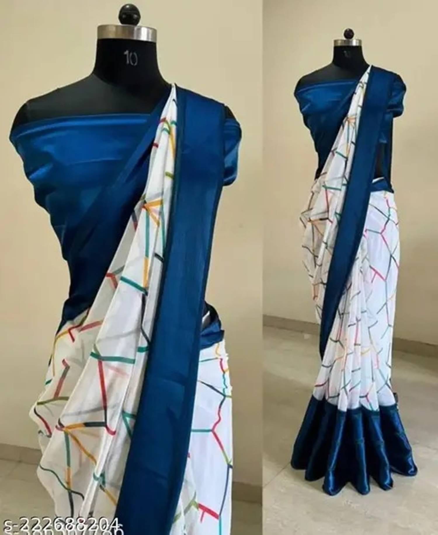     			Ambe Creation Crepe Printed Saree With Unstitched Blouse Piece ( Blue )