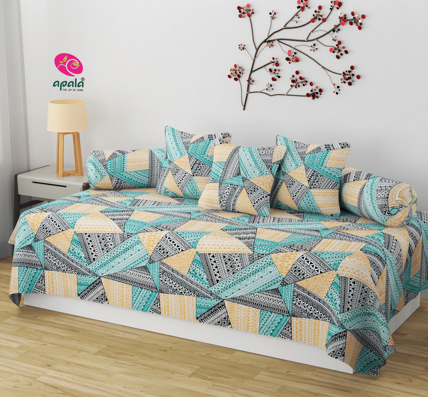     			Apala Cotton Geometric Diwan Set 6 Pcs - Multi