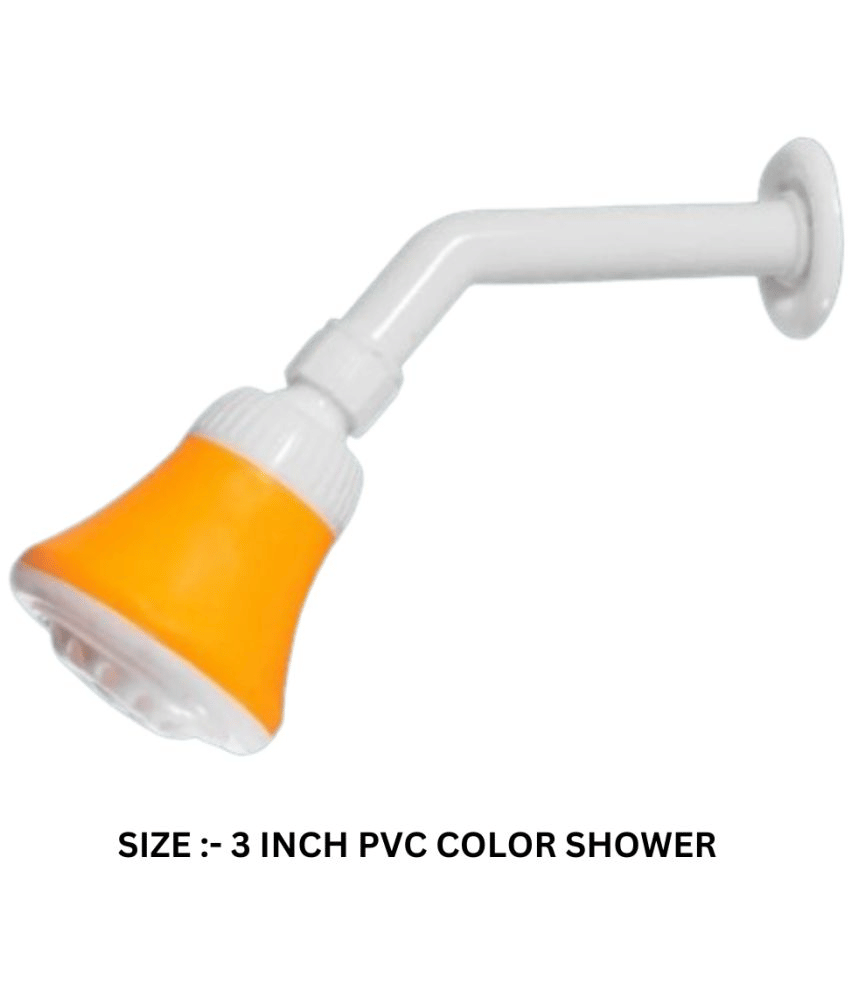 BATHBLISS 3" PVC Orange Deluxe Shower with 7" Arm Plastic (ABS) Overhead Shower