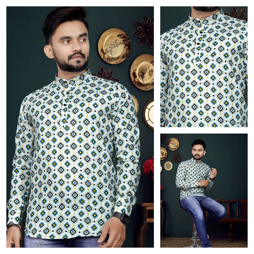 BOUGHT FIRST Grey Cotton Blend Men's Shirt Style Kurta ( Pack of 1 ) BOUGHT FIRST Grey Cotton Blend Men's Shirt Style Kurta ( Pack of 1 )