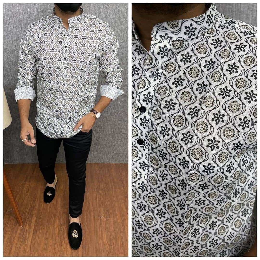 BOUGHT FIRST Off-White Cotton Blend Men's Shirt Style Kurta ( Pack of 1 ) - Kurtas & Kurta Sets | Buy online on ZillyBuy