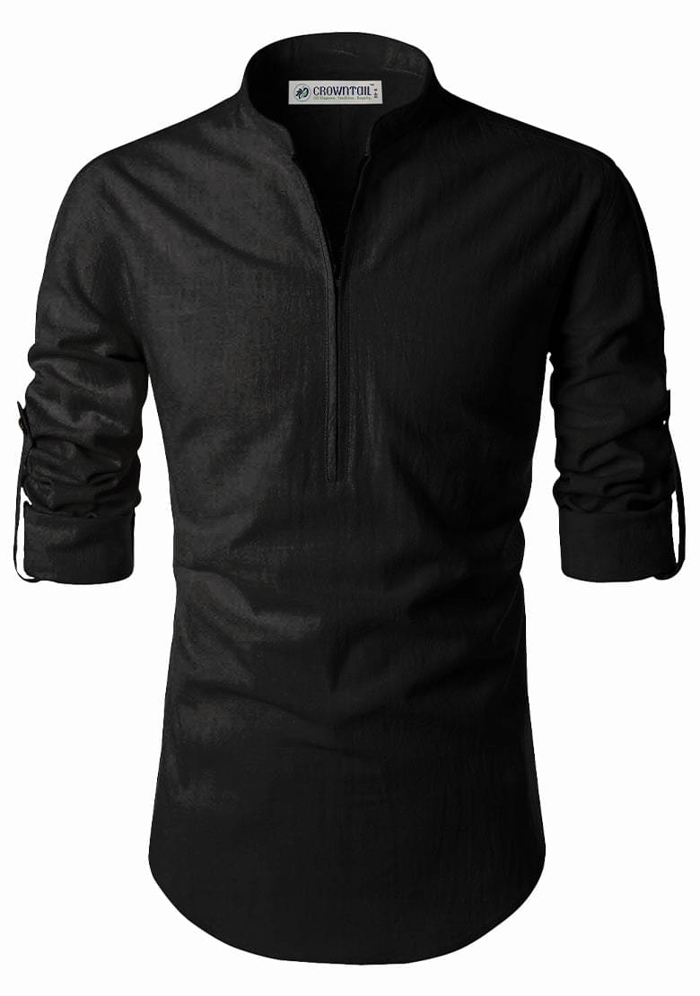     			CROWNTAIL Black Cotton Men's Regular Kurta ( Pack of 1 )