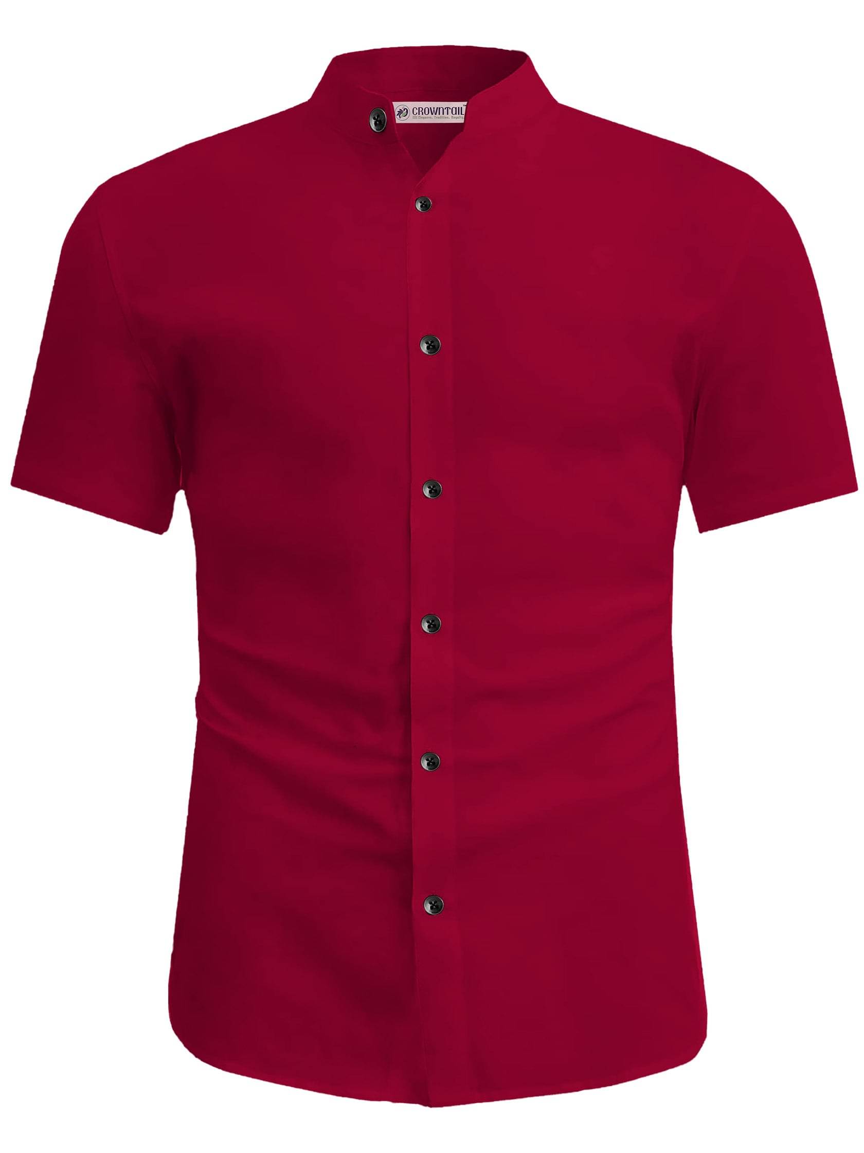 CROWNTAIL Cotton Blend Slim Fit Solids Half Sleeves Men's Casual Shirt - Maroon ( Pack of 1 ) CROWNTAIL Cotton Blend Slim Fit Solids Half Sleeves Men's Casual Shirt - Maroon ( Pack of 1 )