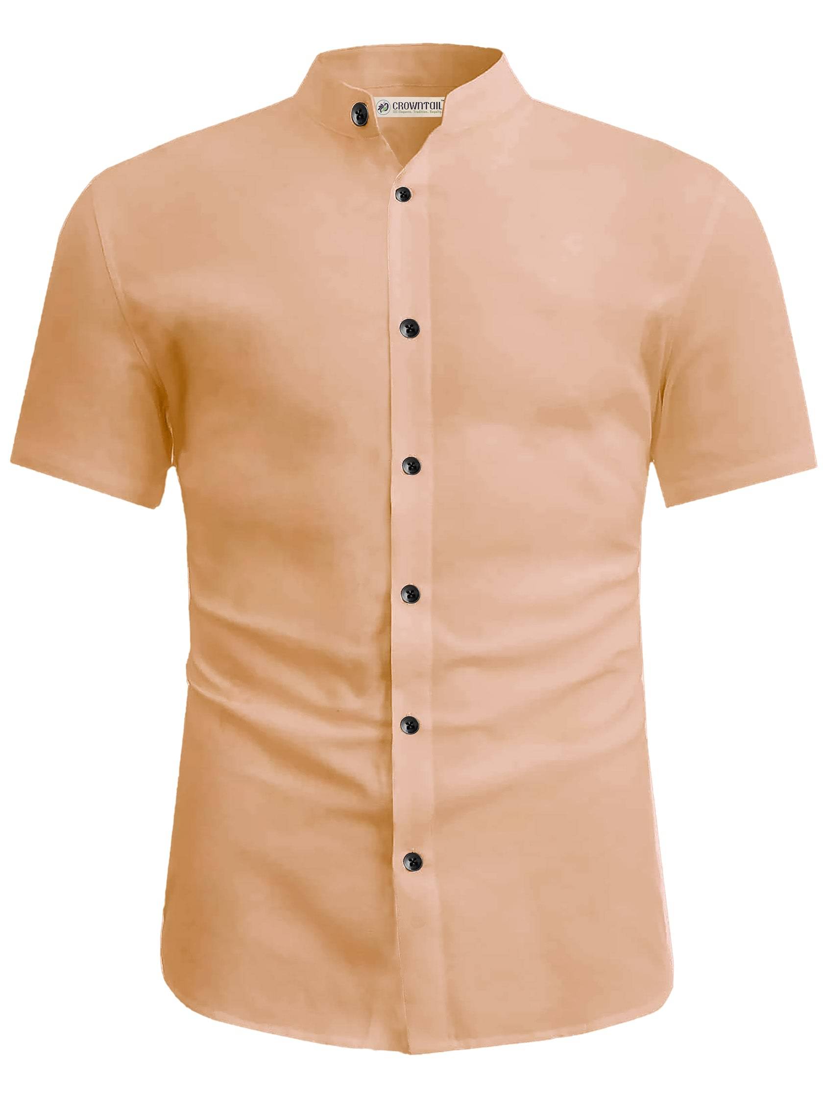     			CROWNTAIL Cotton Blend Slim Fit Solids Half Sleeves Men's Casual Shirt - Orange ( Pack of 1 )