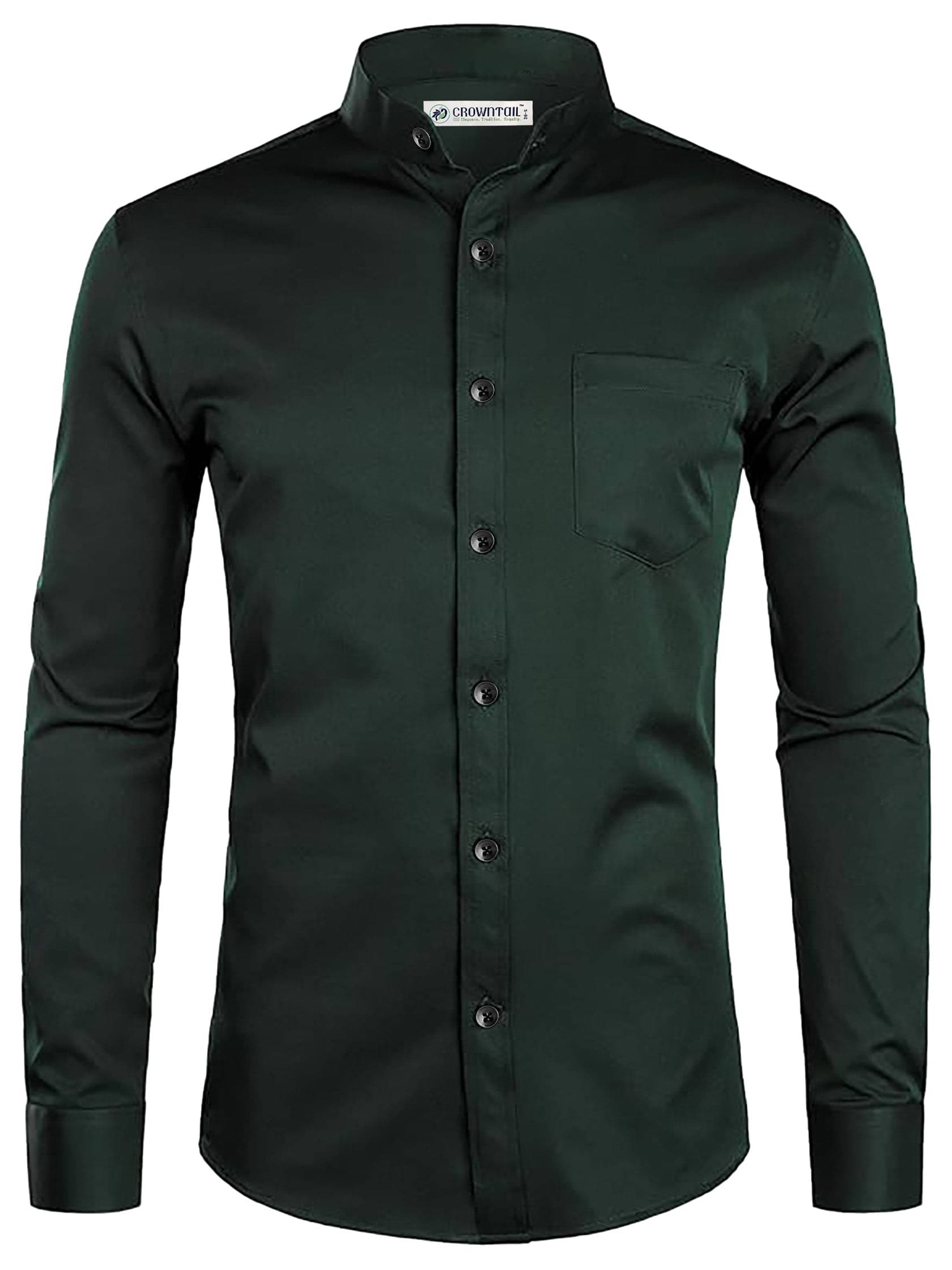 CROWNTAIL Cotton Blend Slim Fit Solids Full Sleeves Men's Casual Shirt - Green ( Pack of 1 ) CROWNTAIL Cotton Blend Slim Fit Solids Full Sleeves Men's Casual Shirt - Green ( Pack of 1 )