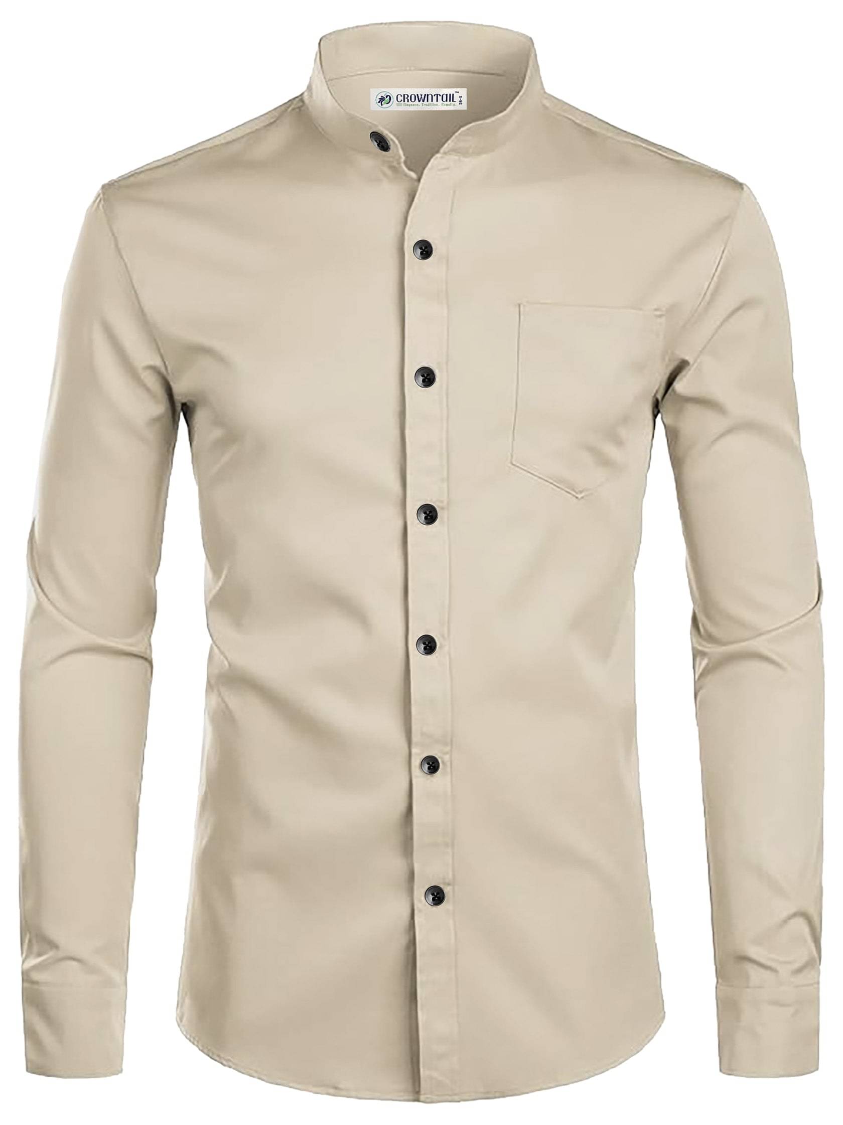     			CROWNTAIL Cotton Blend Slim Fit Solids Full Sleeves Men's Casual Shirt - Beige ( Pack of 1 )