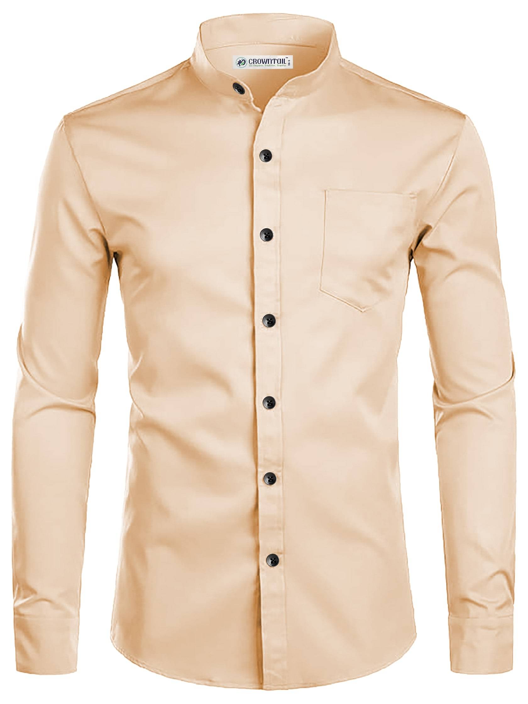 CROWNTAIL Cotton Blend Slim Fit Solids Full Sleeves Men's Casual Shirt - Orange ( Pack of 1 )     			CROWNTAIL Cotton Blend Slim Fit Solids Full Sleeves Men's Casual Shirt - Orange ( Pack of 1 )