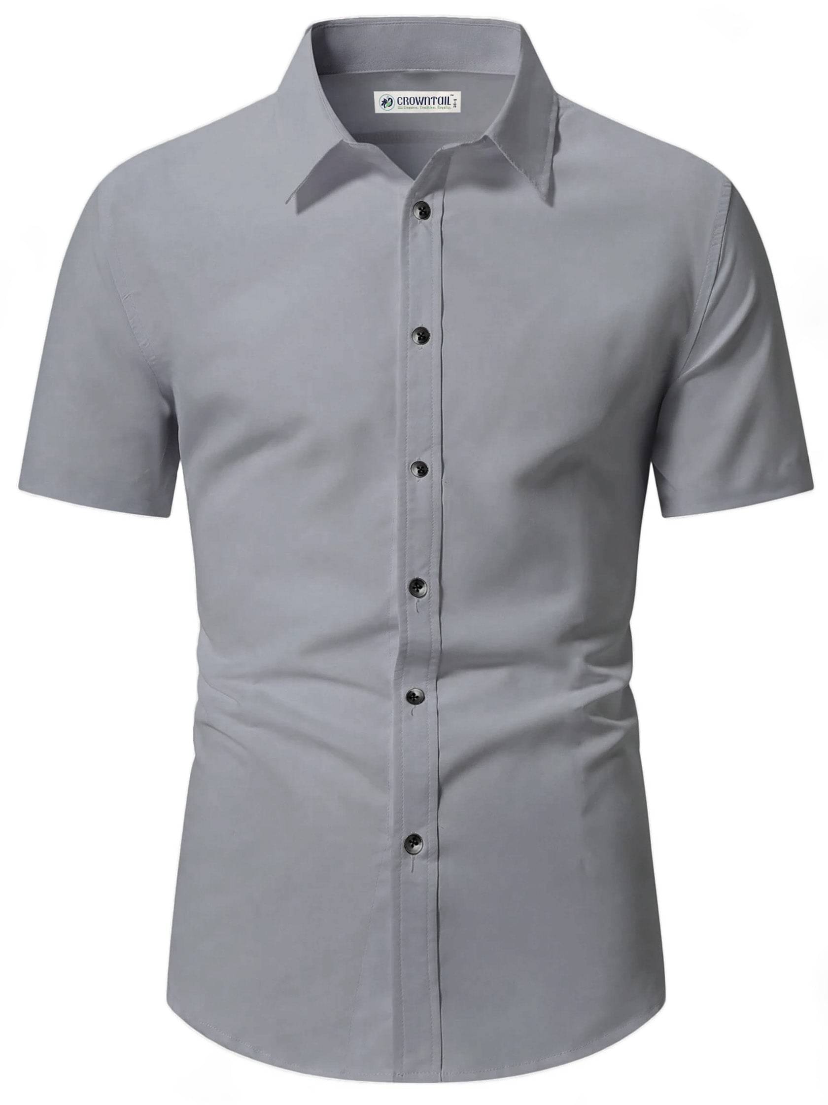     			CROWNTAIL Cotton Blend Slim Fit Solids Half Sleeves Men's Casual Shirt - Grey ( Pack of 1 )