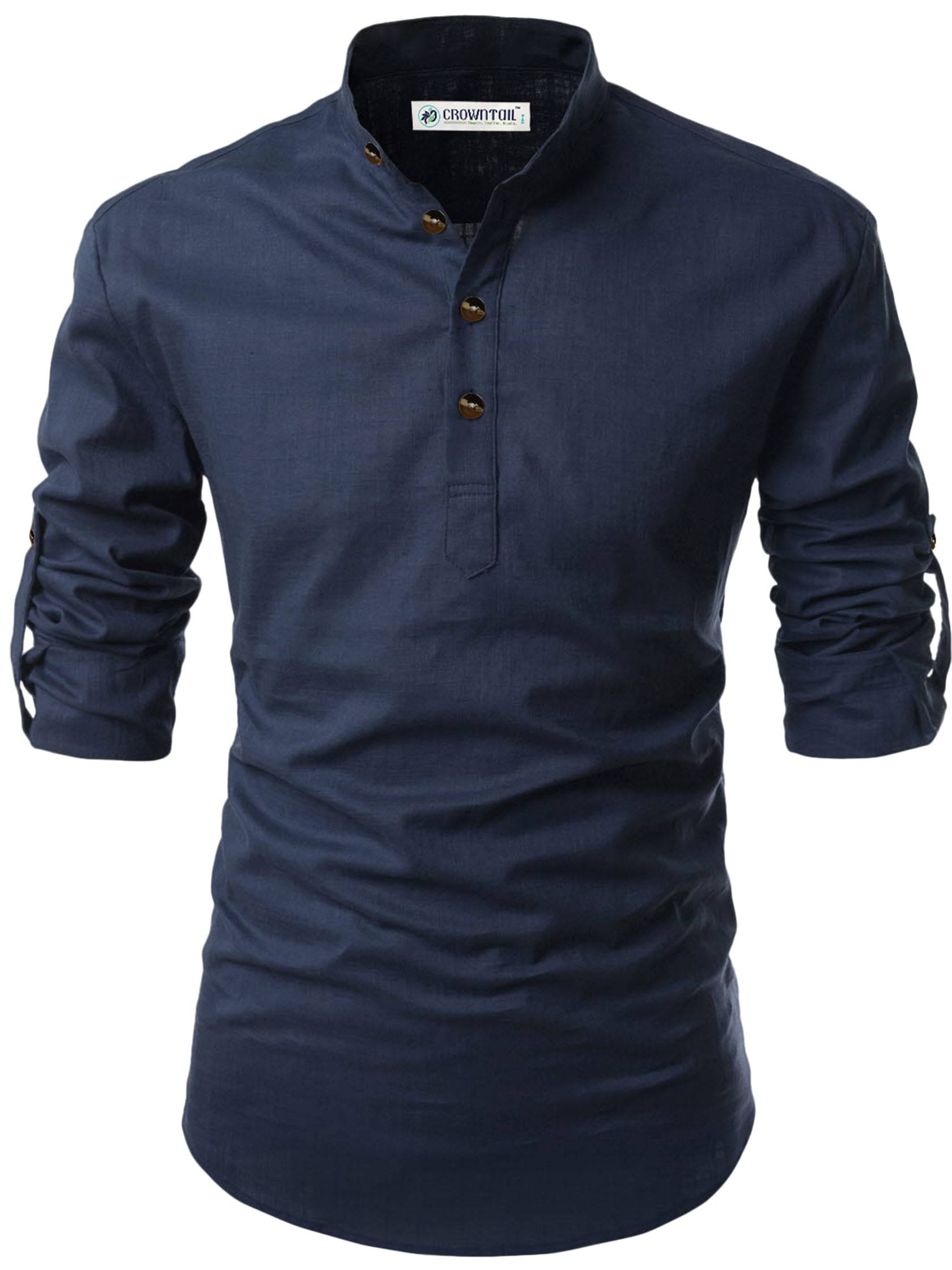     			CROWNTAIL Navy Blue Cotton Men's Regular Kurta ( Pack of 1 )