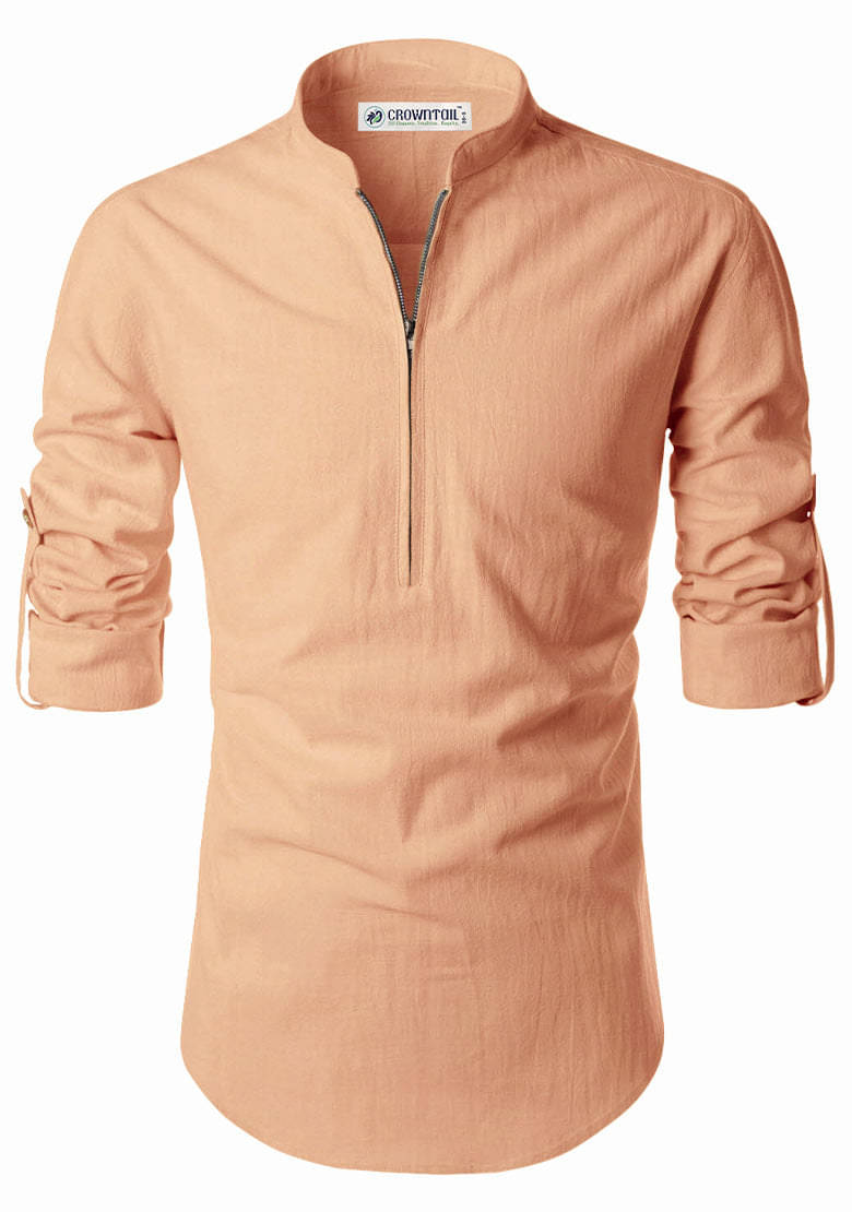 CROWNTAIL Orange Cotton Men's Regular Kurta ( Pack of 1 ) CROWNTAIL Orange Cotton Men's Regular Kurta ( Pack of 1 )
