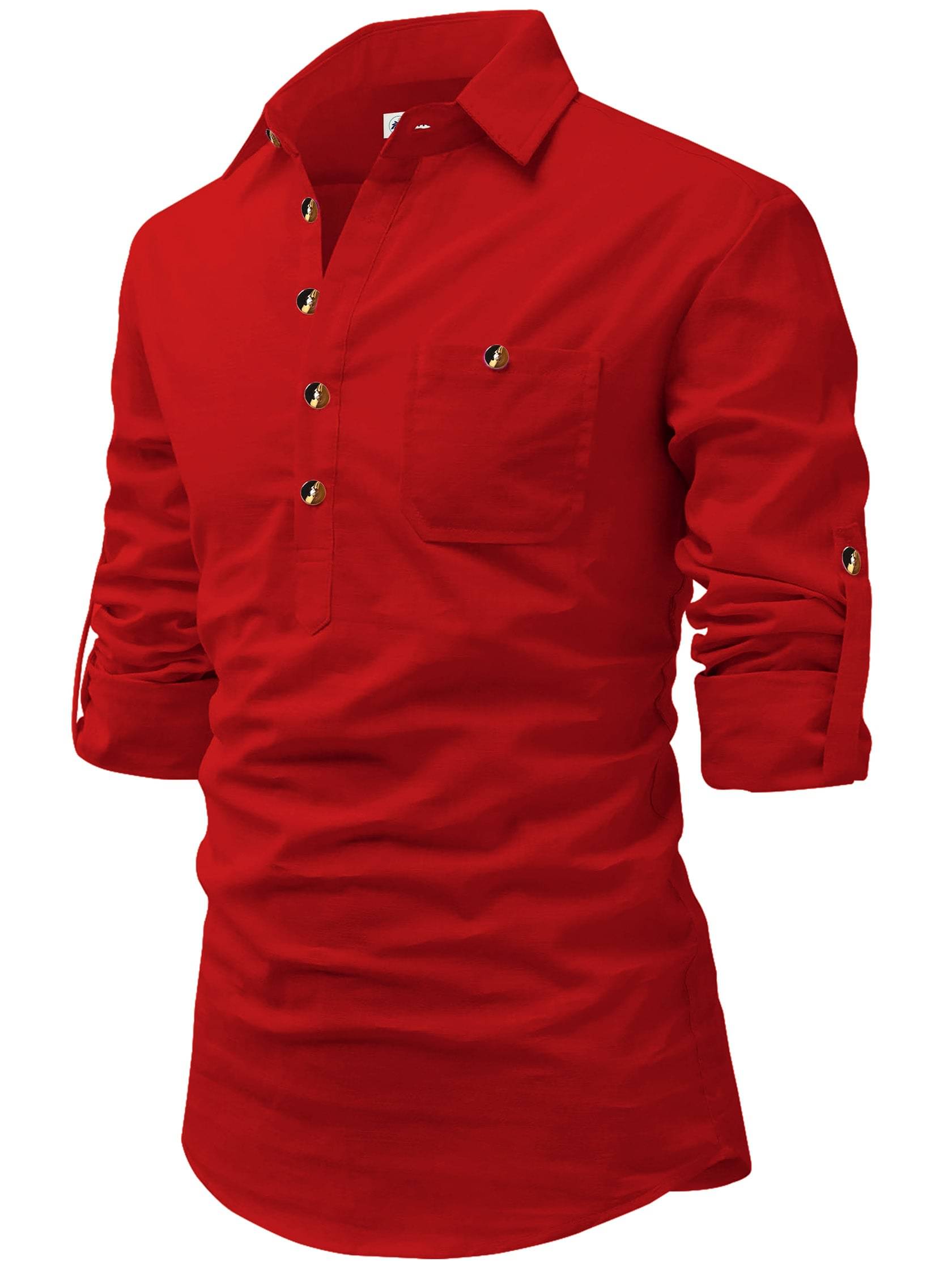     			CROWNTAIL Red Cotton Men's Regular Kurta ( Pack of 1 )