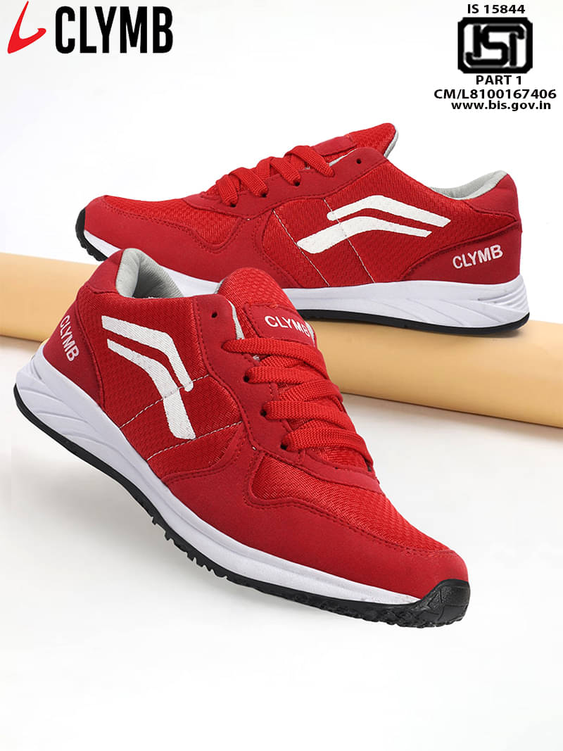 Clymb Red Men's Sports Running Shoes Clymb Red Men's Sports Running Shoes