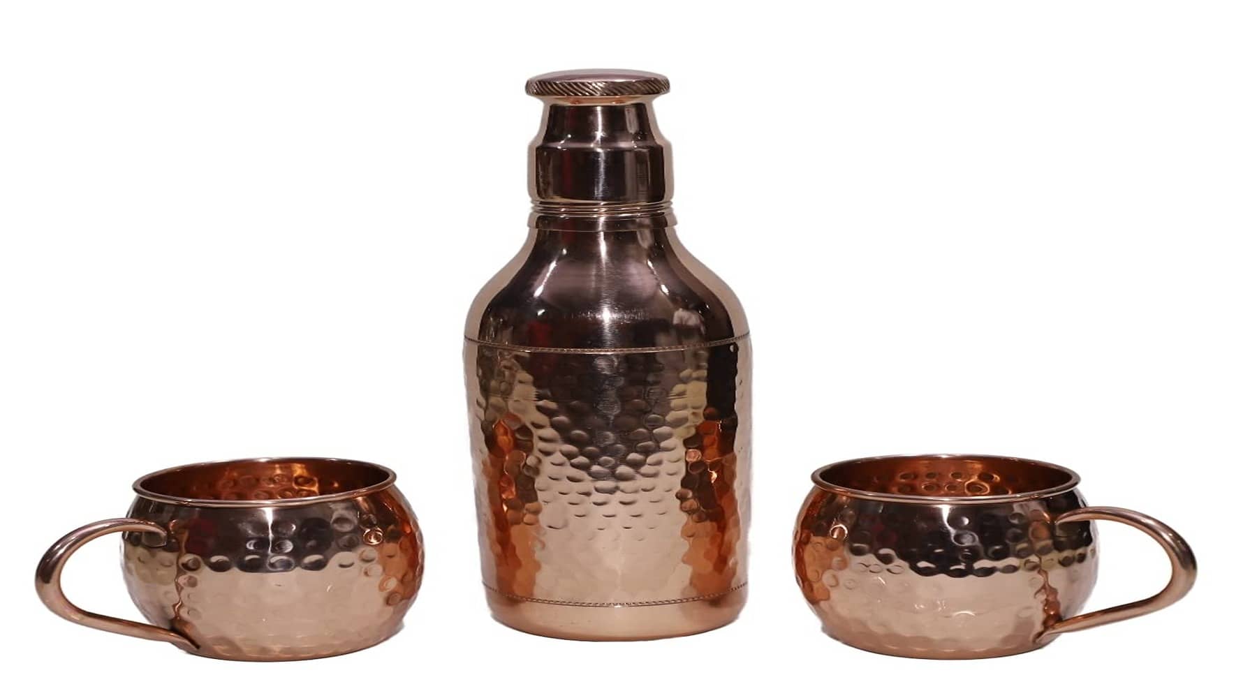 Hammered Premium Copper Water Bottle & Mug Set, 1.5 Litre with 2 Copper Mug, Gift Set. - Sports and Fitness Equipment | Buy online on ZillyBuy