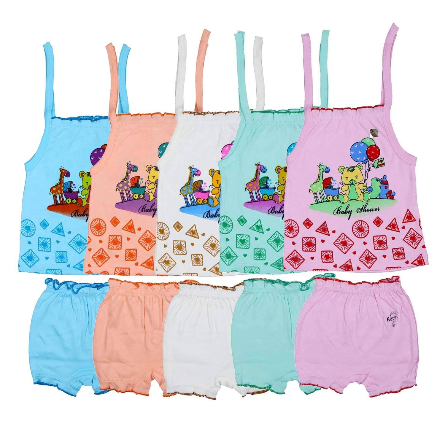     			JUST TRY FASHION Pack of 5 Unisex for Baby Cotton Top & Shorts ( Multicolor 4 )