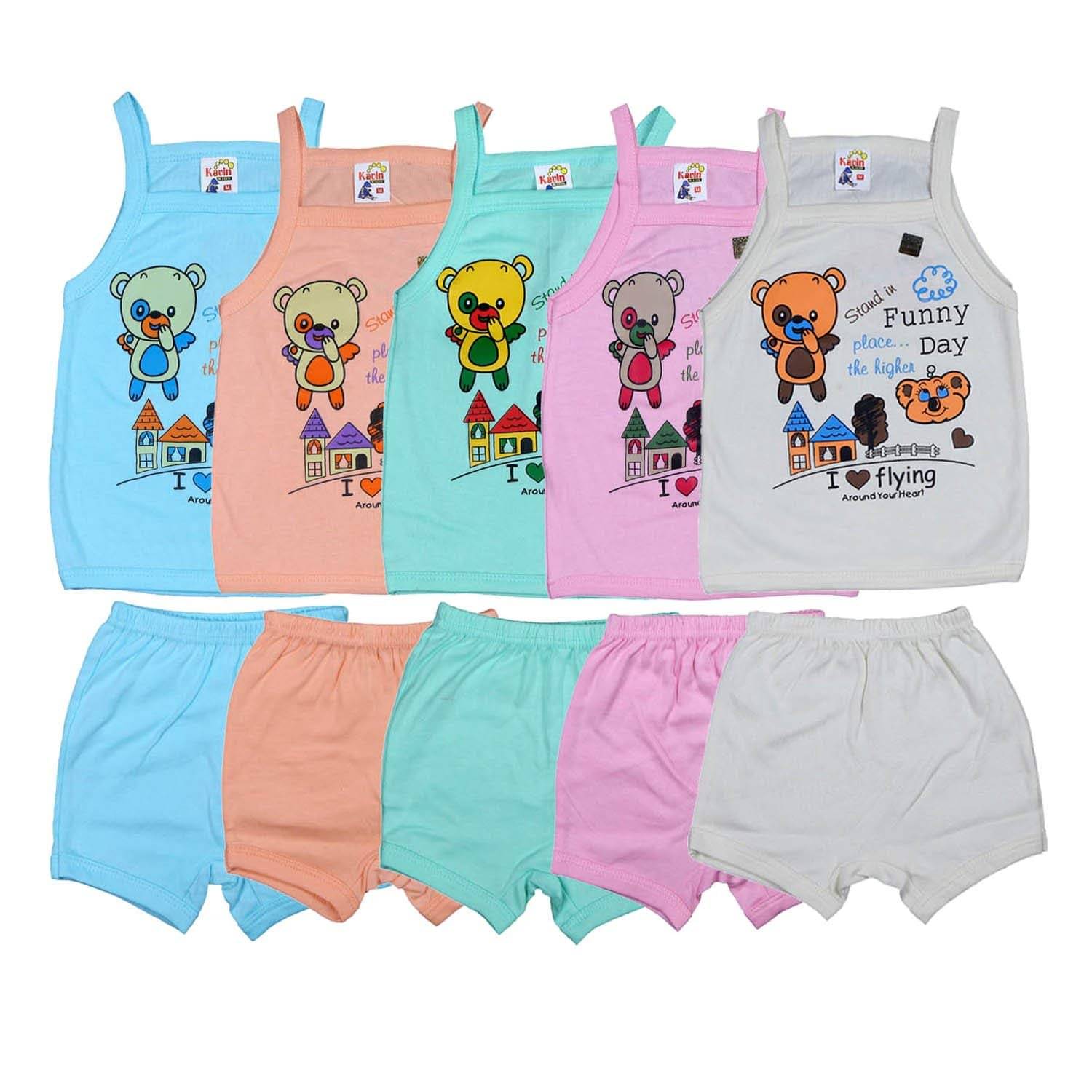     			JUST TRY FASHION Pack of 5 Unisex for Baby Cotton Top & Shorts ( Multicolor 1 )