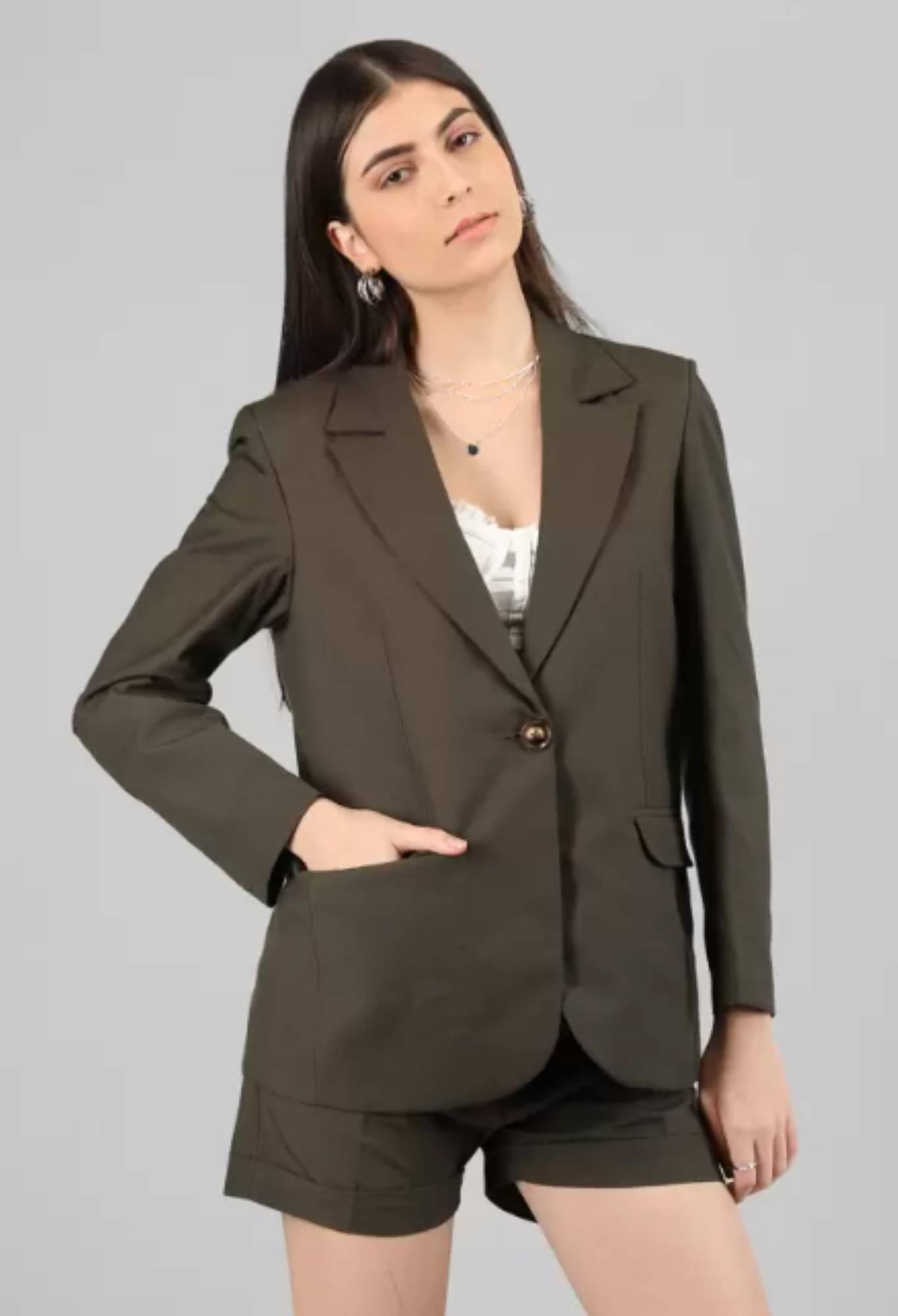 MAYKR - Cotton Blend Olive Blazers Pack of 1     			MAYKR - Cotton Blend Olive Blazers Pack of 1