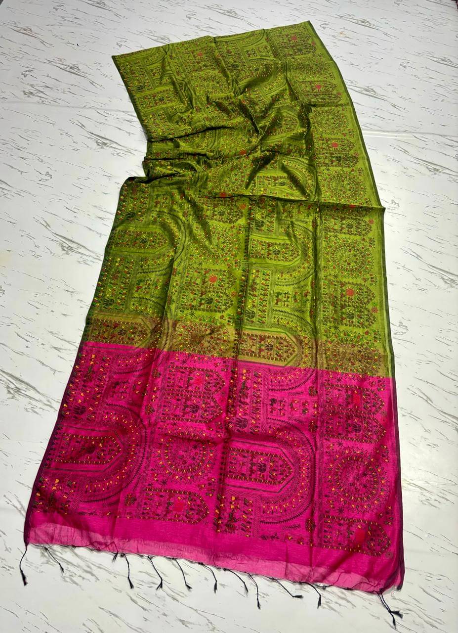 SARADA HANDLOOM Cotton Printed Saree With Unstitched Blouse Piece ( Green ) SARADA HANDLOOM Cotton Printed Saree With Unstitched Blouse Piece ( Green )