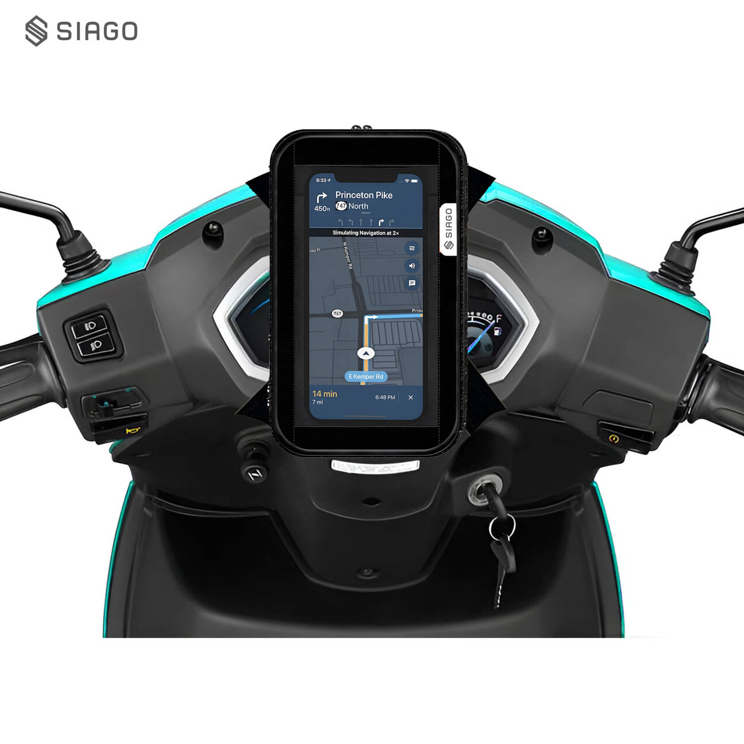     			SIAGO SIA11 Premium Mobile Holder for Scooty - Universal Fit | Activa Mobile Holder for Scooter | Water-Resistant Pouch Smoky