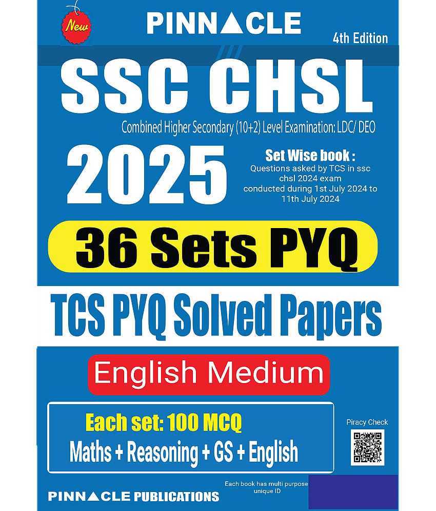 SSC CHSL 2025 : 36 Sets TCS PYQ Solved Papers 4th Edition English medium