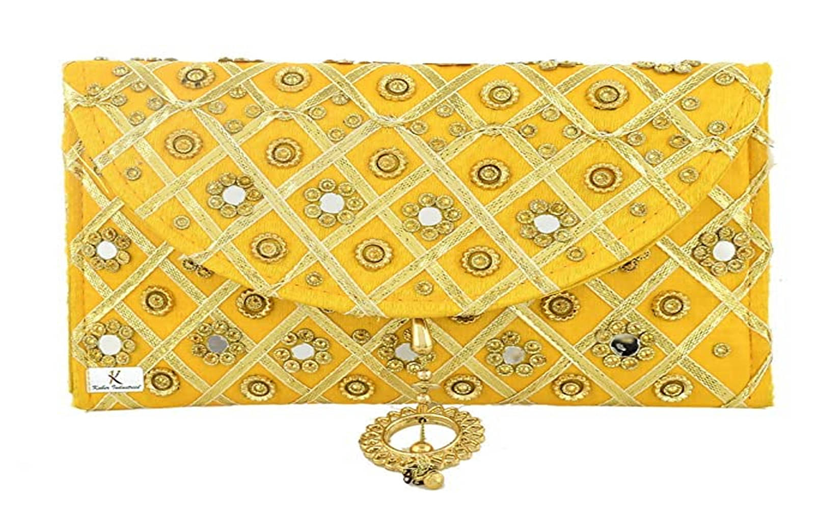     			Shakuntla Vintage Yellow Canvas Purse