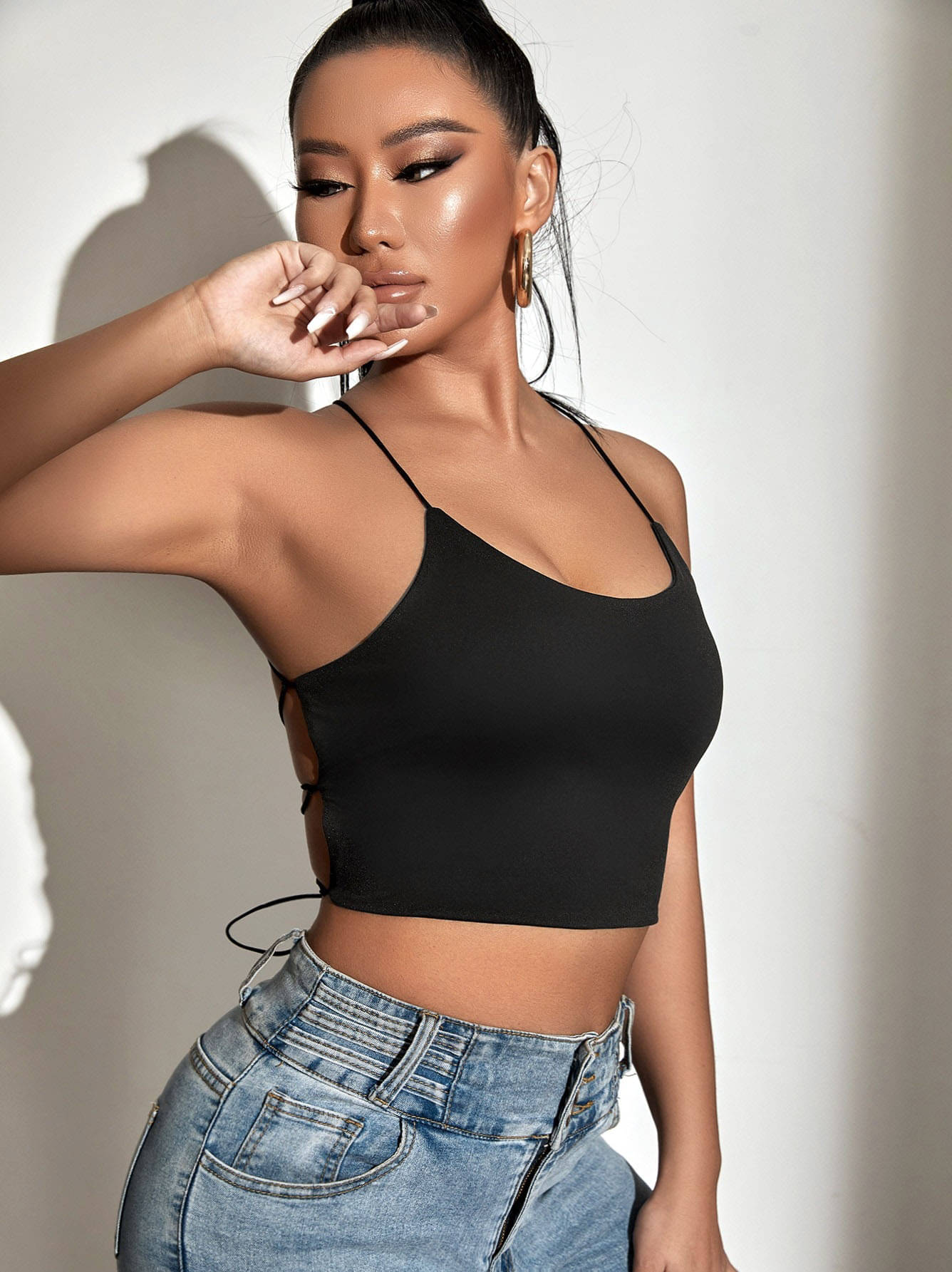     			Traquila Women's Lycra Crop Top ( Black )