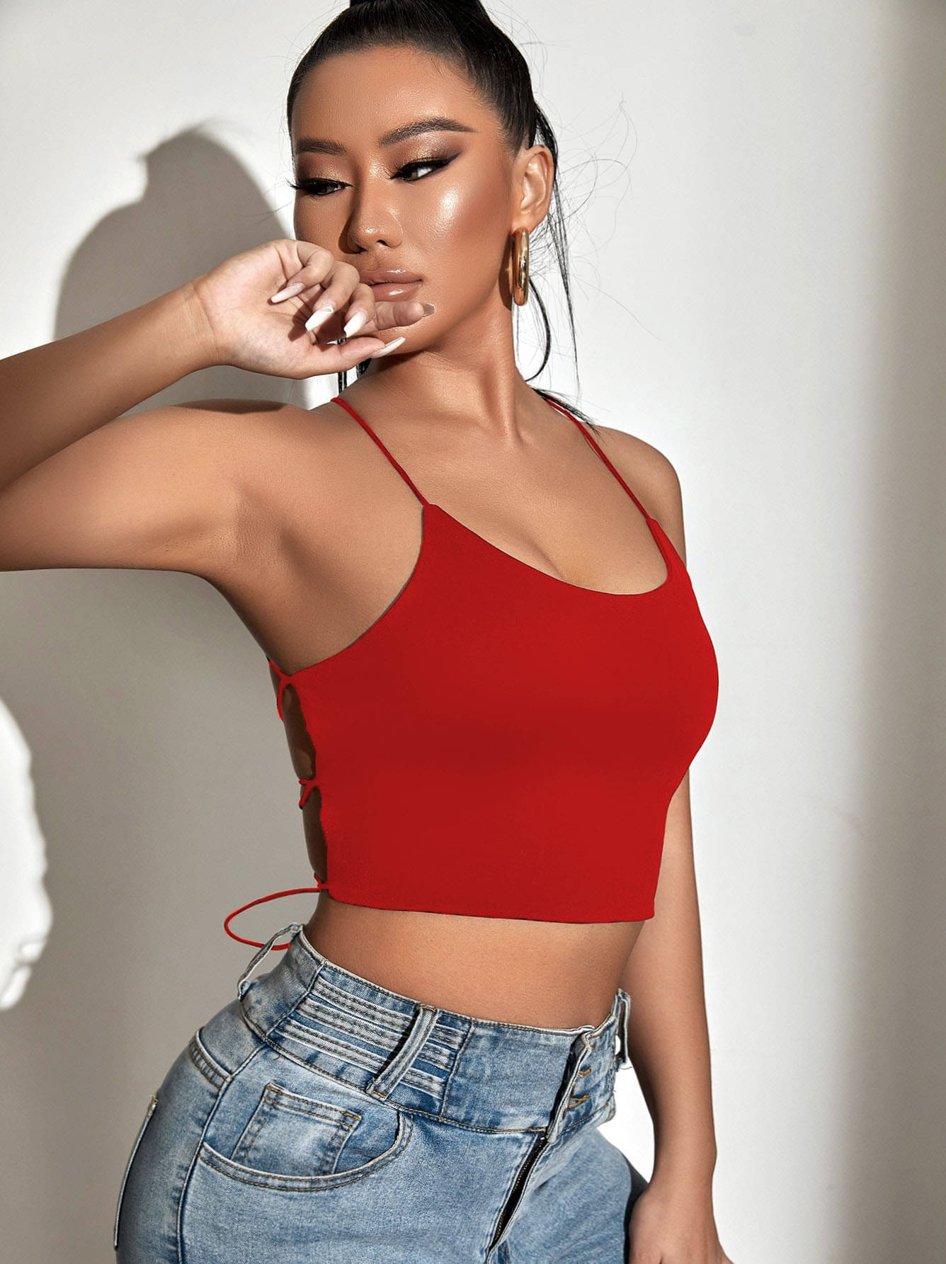 Traquila Women's Lycra Crop Top ( Red ) Traquila Women's Lycra Crop Top ( Red )
