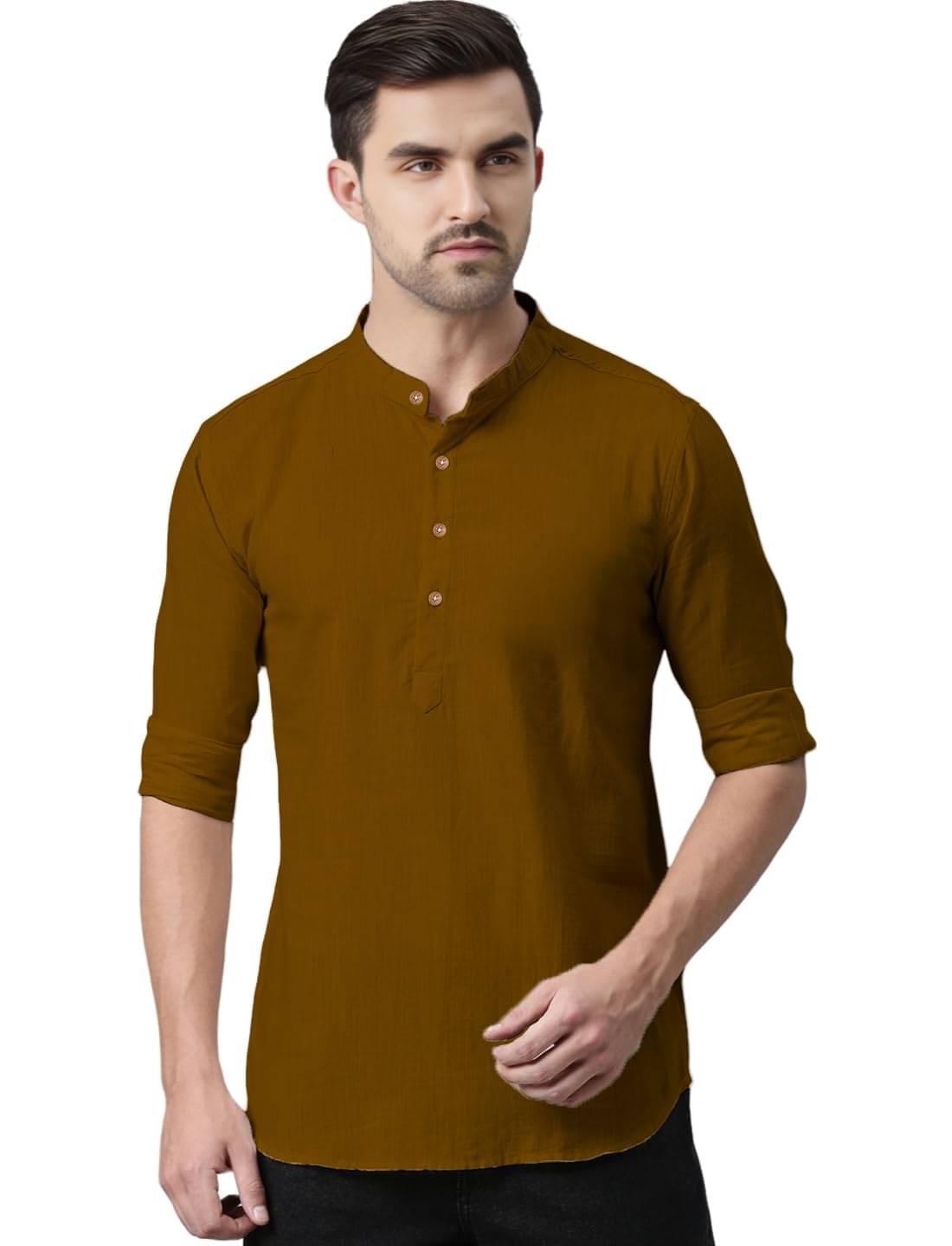     			Vida Loca Brown Cotton Men's Shirt Style Kurta ( Pack of 1 )