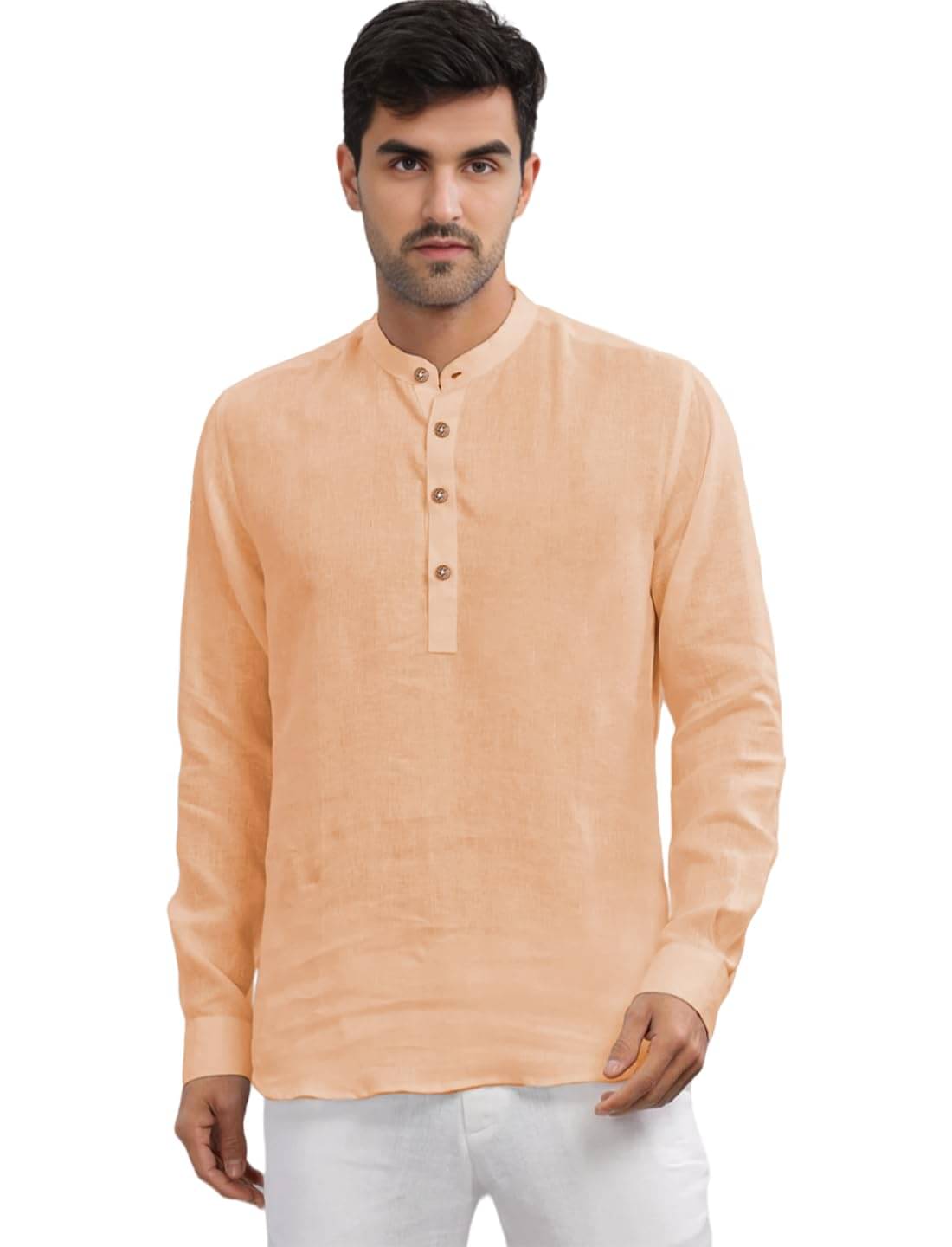 Vida Loca Orange Cotton Men's Shirt Style Kurta ( Pack of 1 )     			Vida Loca Orange Cotton Men's Shirt Style Kurta ( Pack of 1 )