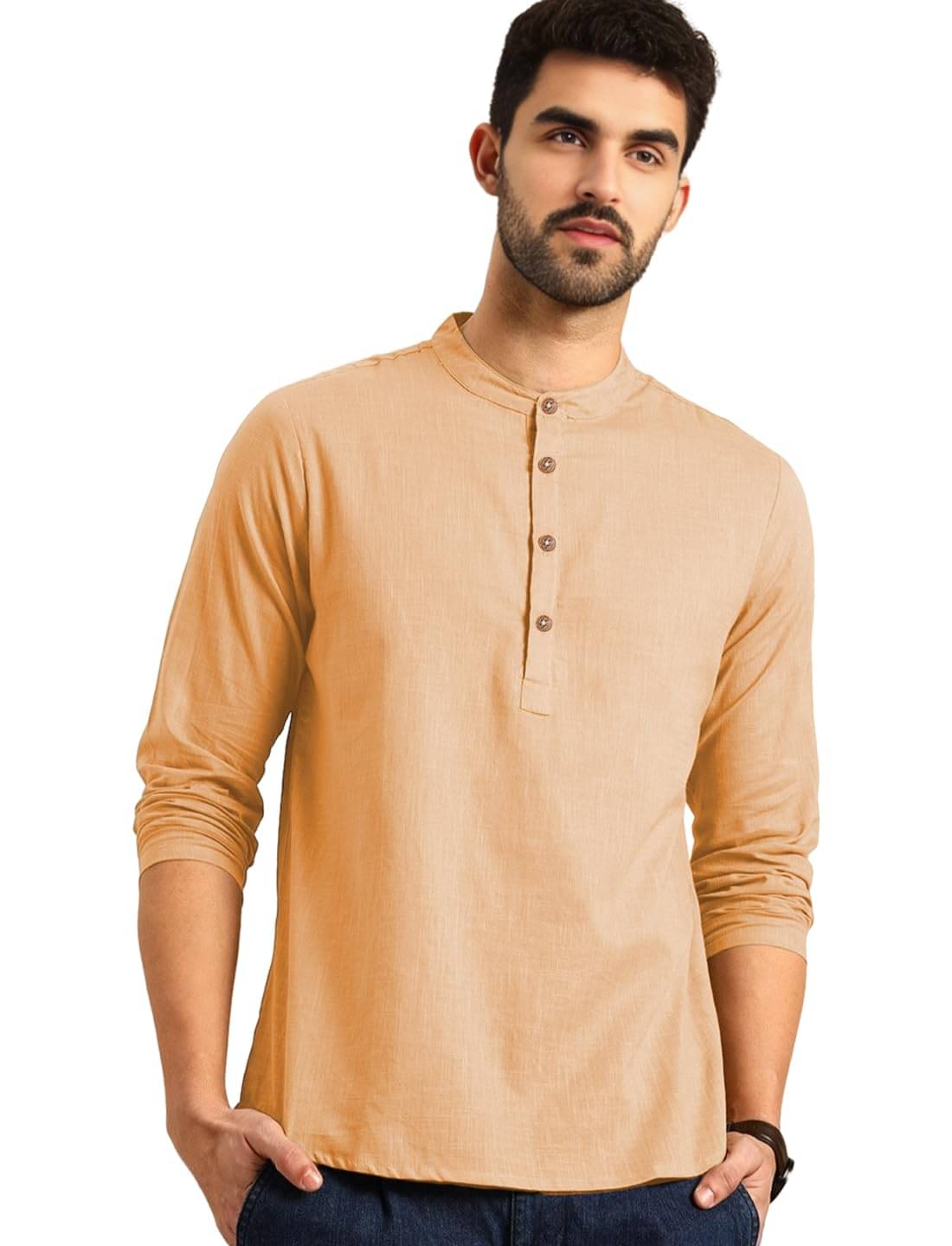 Vida Loca Orange Cotton Men's Shirt Style Kurta ( Pack of 1 ) Vida Loca Orange Cotton Men's Shirt Style Kurta ( Pack of 1 )