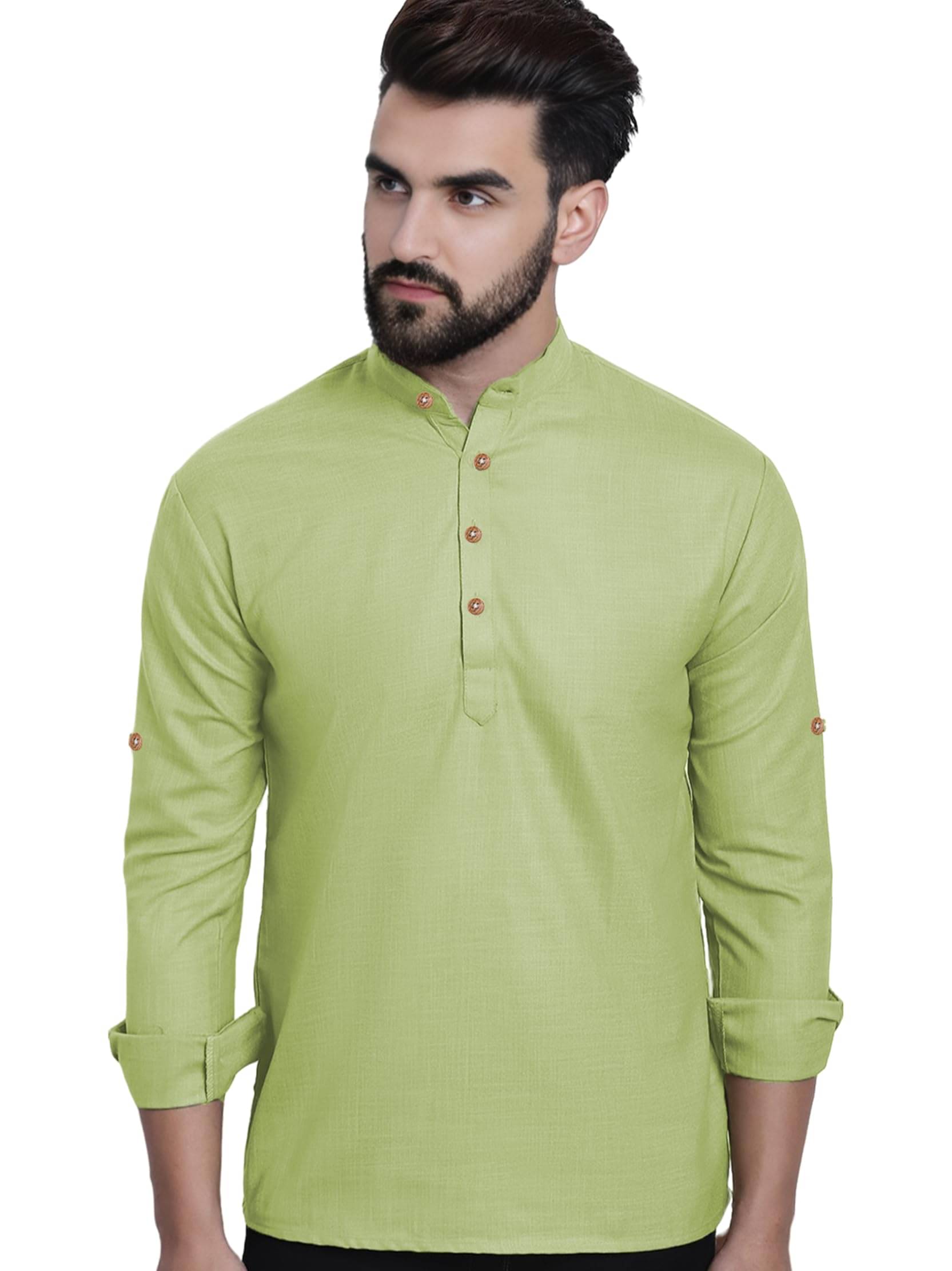 Vida Loca Sea Green Cotton Men's Shirt Style Kurta ( Pack of 1 ) Vida Loca Sea Green Cotton Men's Shirt Style Kurta ( Pack of 1 )