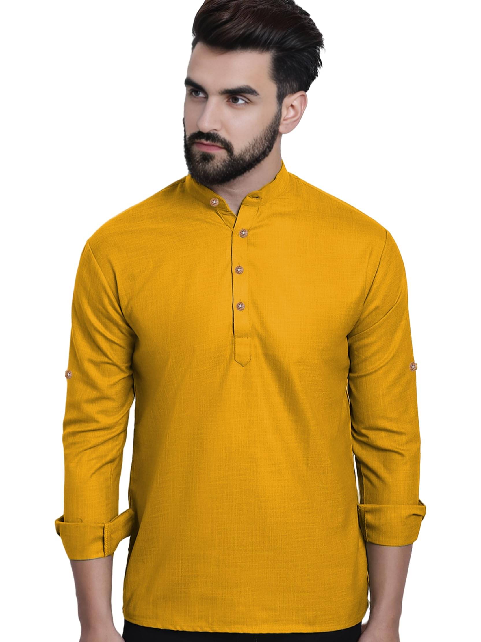     			Vida Loca Yellow Cotton Men's Shirt Style Kurta ( Pack of 1 )