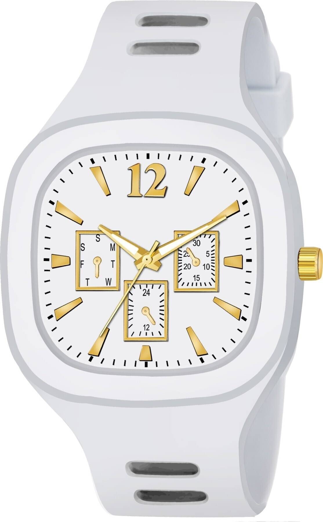     			YUKAX White Silicon Analog Men's Watch