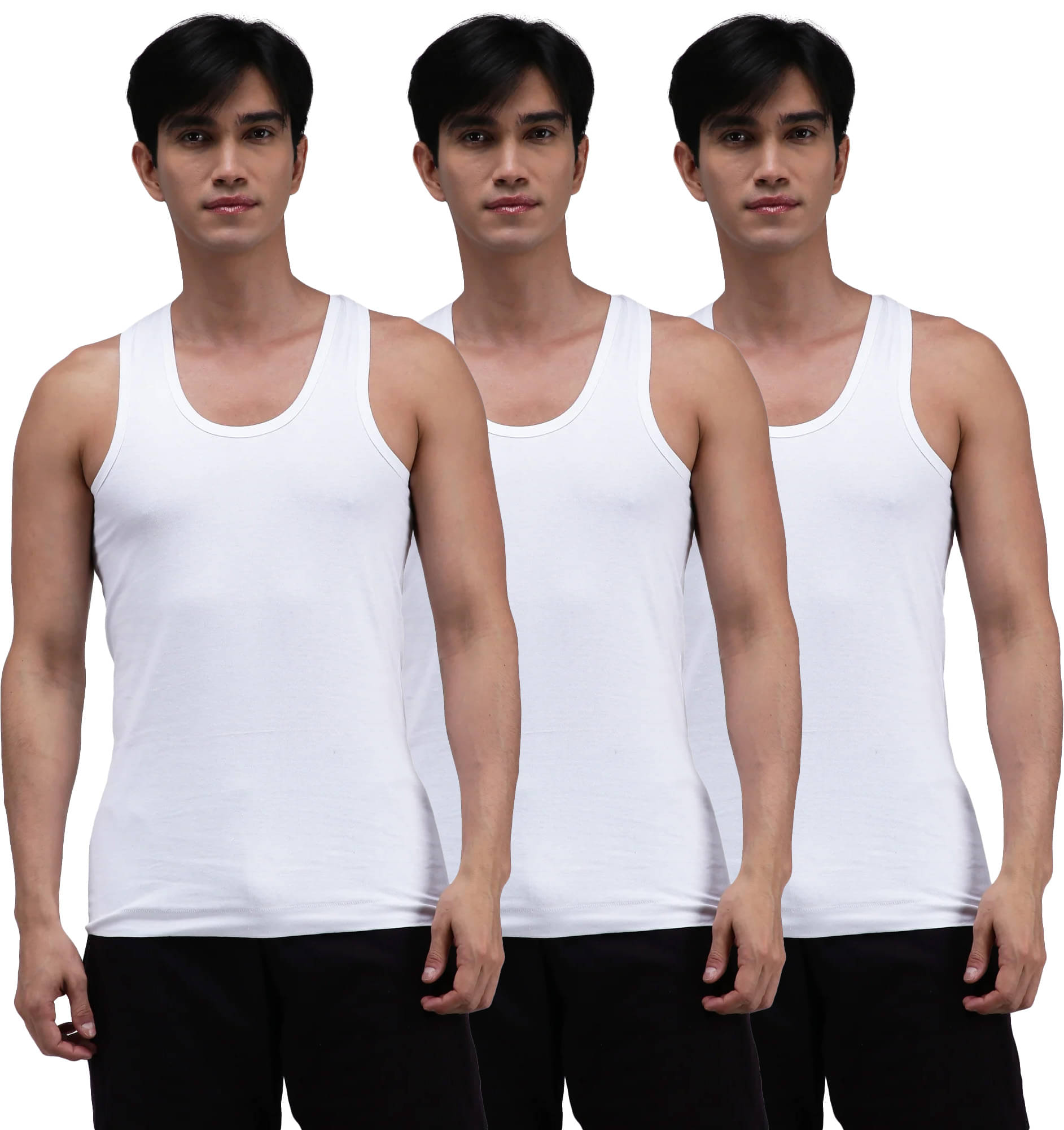     			Amul comfy Pack of 3 Cotton Basic Vest For Men ( White )