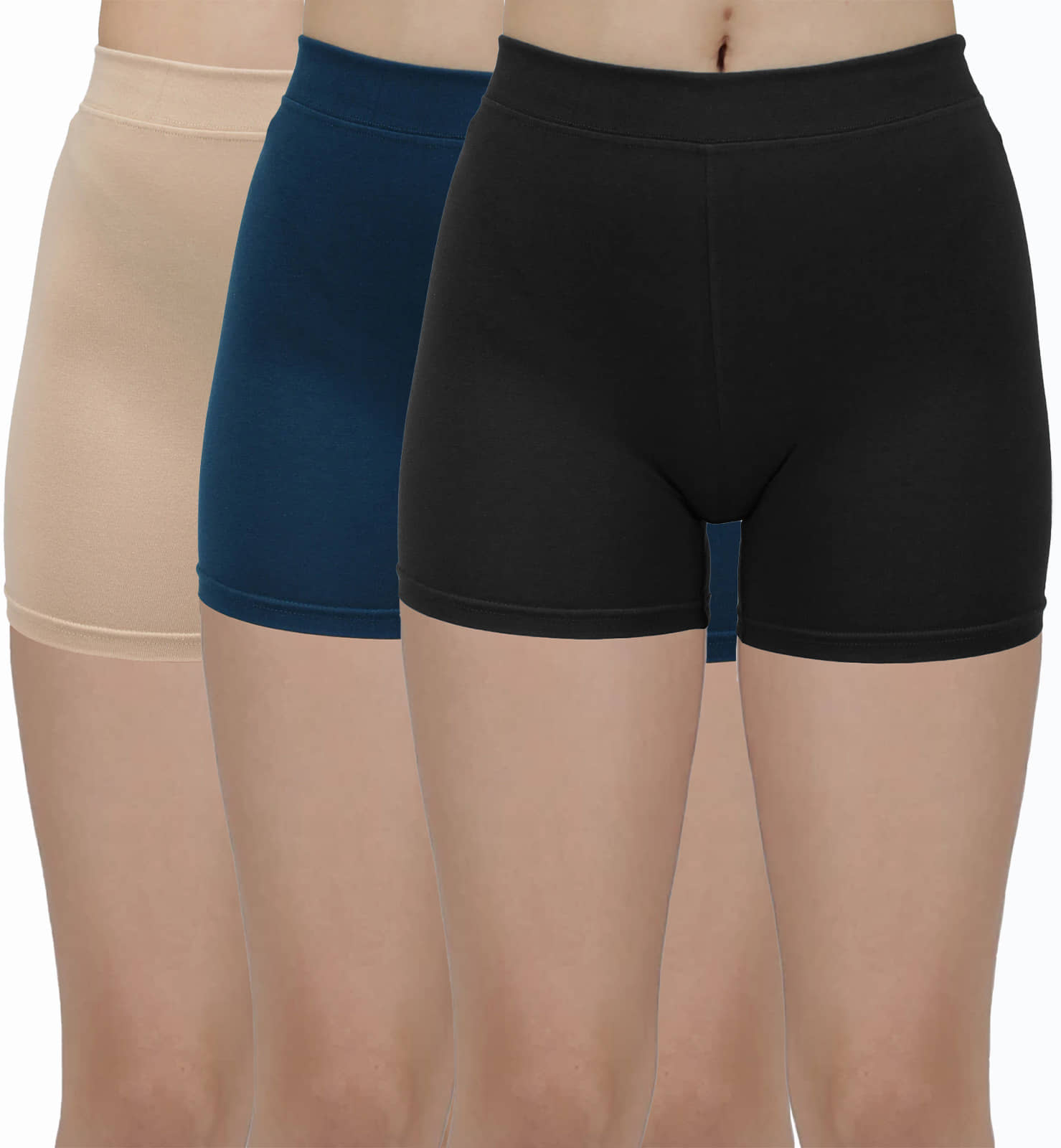 Amul comfy Pack of 3 Cotton Safety Shorts For Women ( Multicolor )